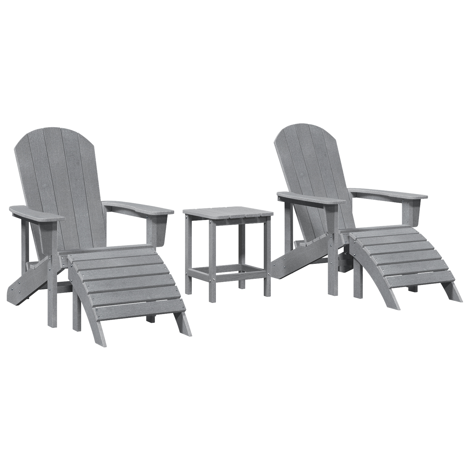 Thumbnail - vidaXL 3-teiliges Garten-Lounge-Set Hellgrau HDPE, Adirondack-Stuhl mit Fußstütze Hellgrau HDPE, Adirondack-Beistellti...