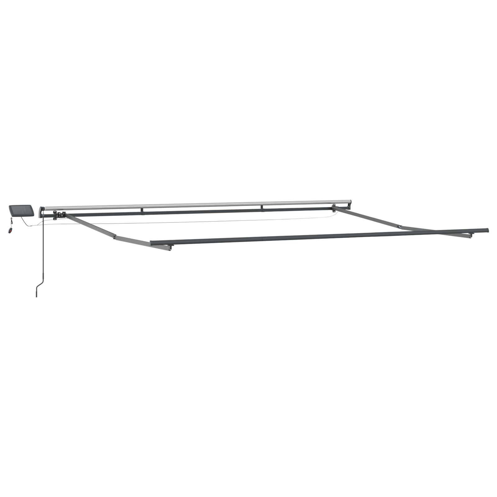 vidaXL Ročna retraktibilna tenda z LED svetlobo svetlo siva 450x350 cm, vidaXL Tenda za zamenjavo blaga za okvir 4.5x3.5 m svetlo siva - Image 6
