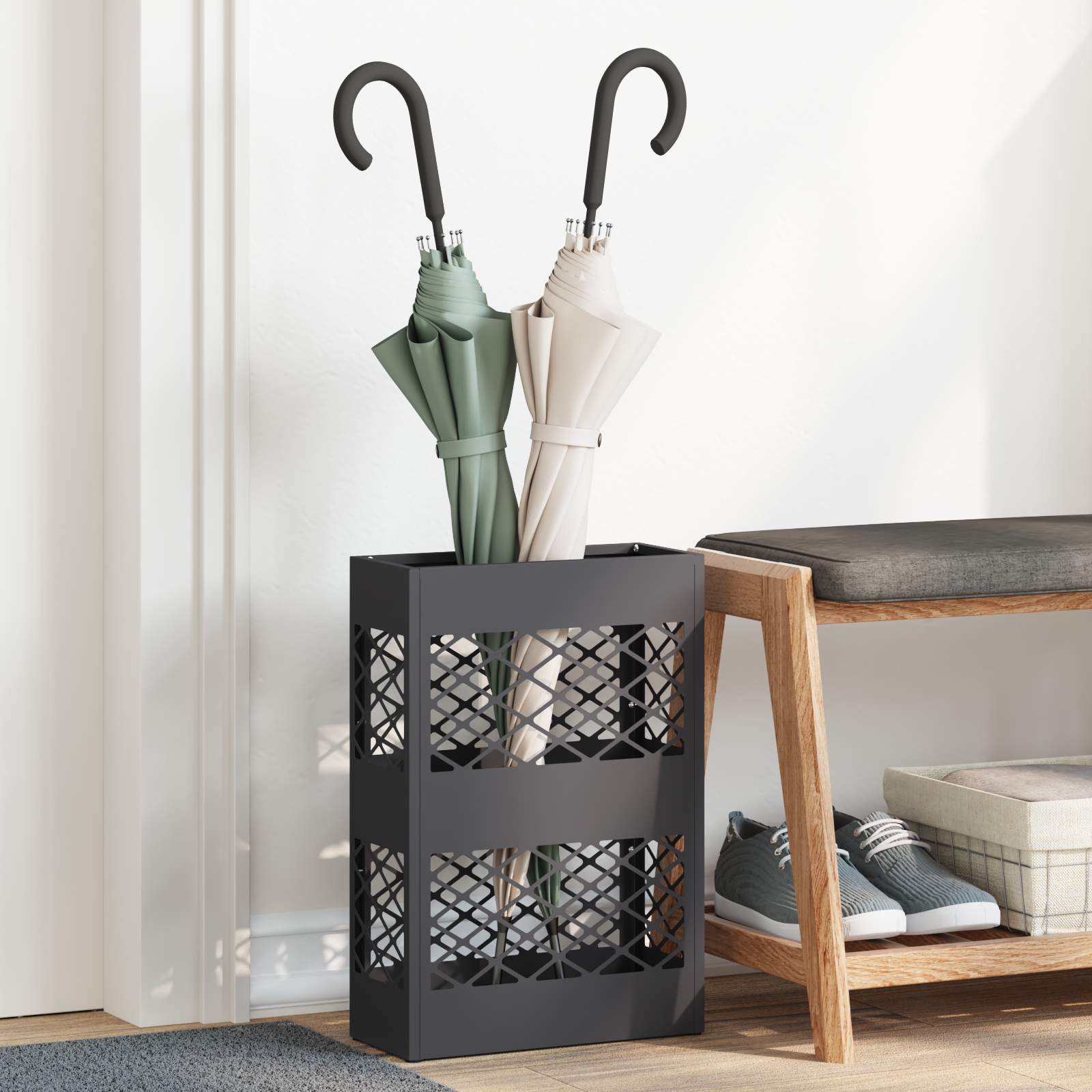 paraplystativ Sort Pulverlakeret stål Standard Holdbar