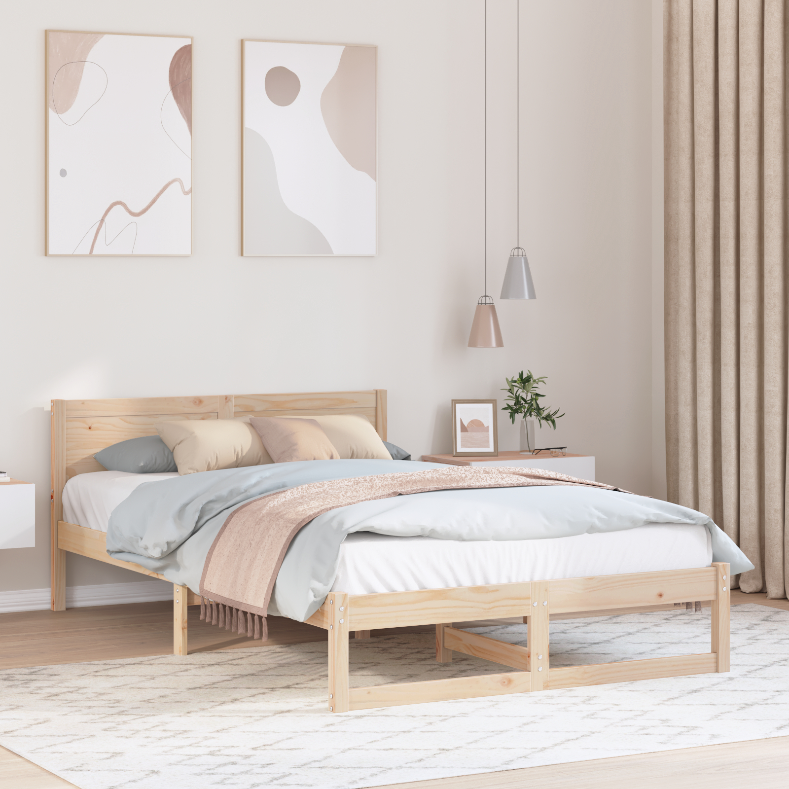 Paturi si accesorii - Cadru de pat Natural Lemn de pin 120 x 190 cm Rezistent