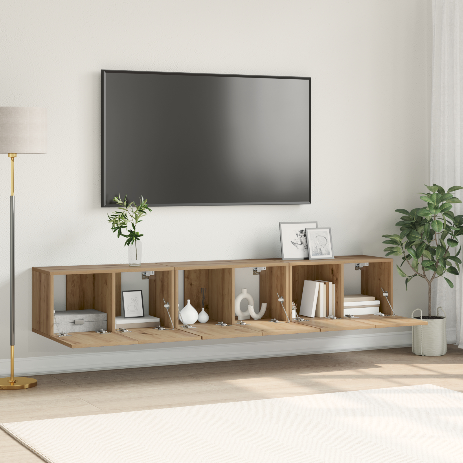 vidaXL TV Kast Set Artisan Eiken MDF, Fineer Middelgroot TV Kast