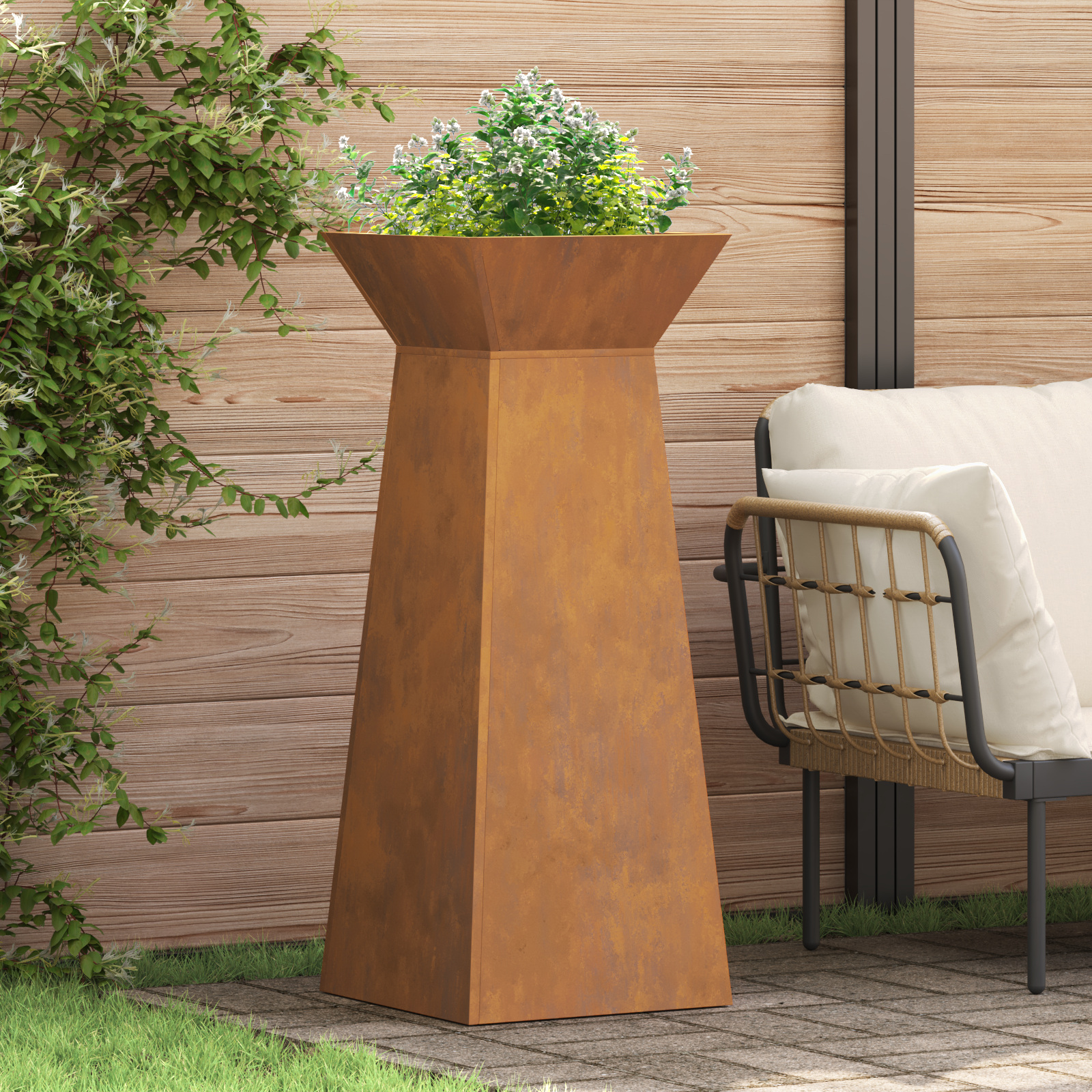 vidaXL Pflanzenständer Witterungsbeständiger Stahl 40 x 40 x 101 cm