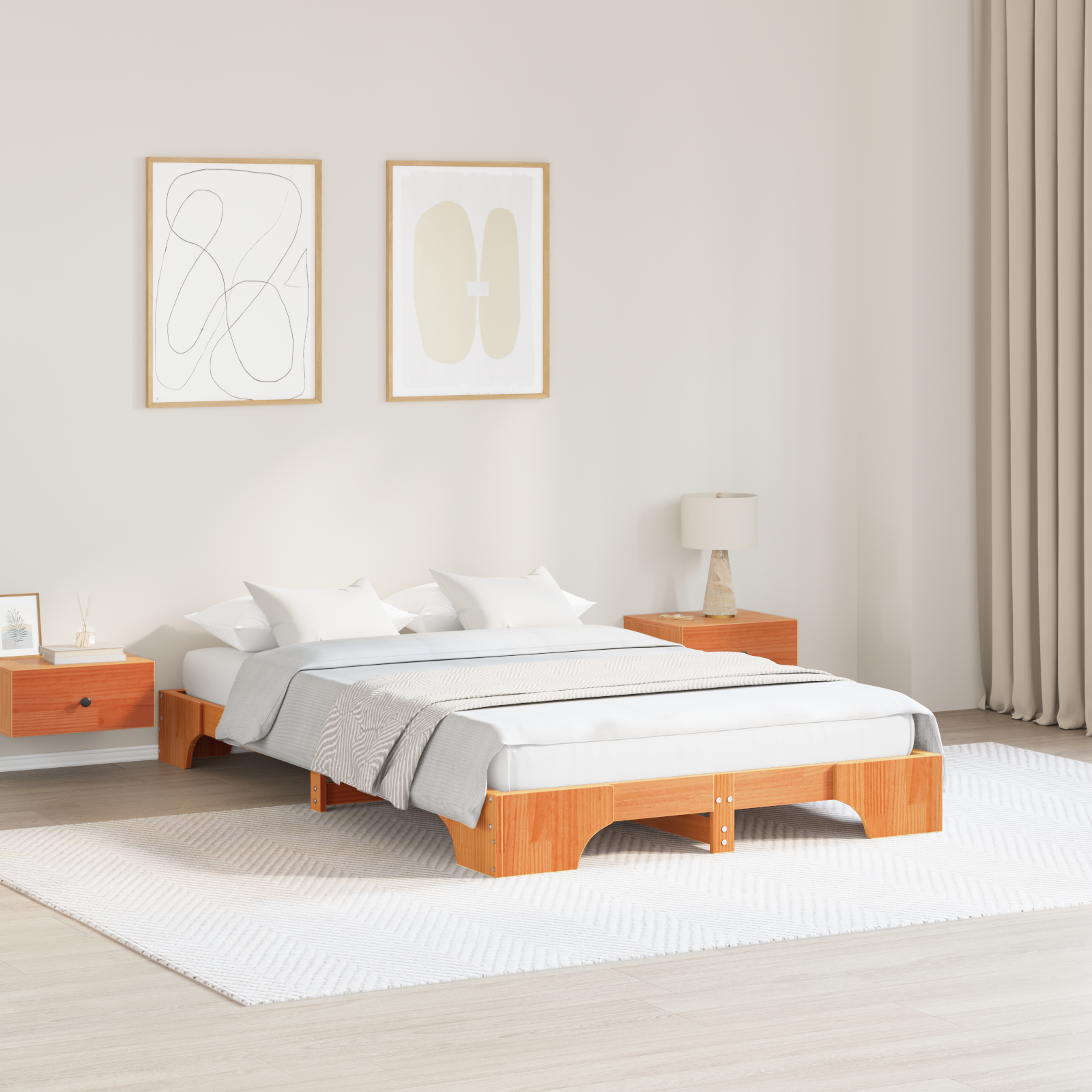 Paturi si accesorii - Cadru de Pat Maro ceruit Lemn masiv de pin 140 x 190 cm Durabil