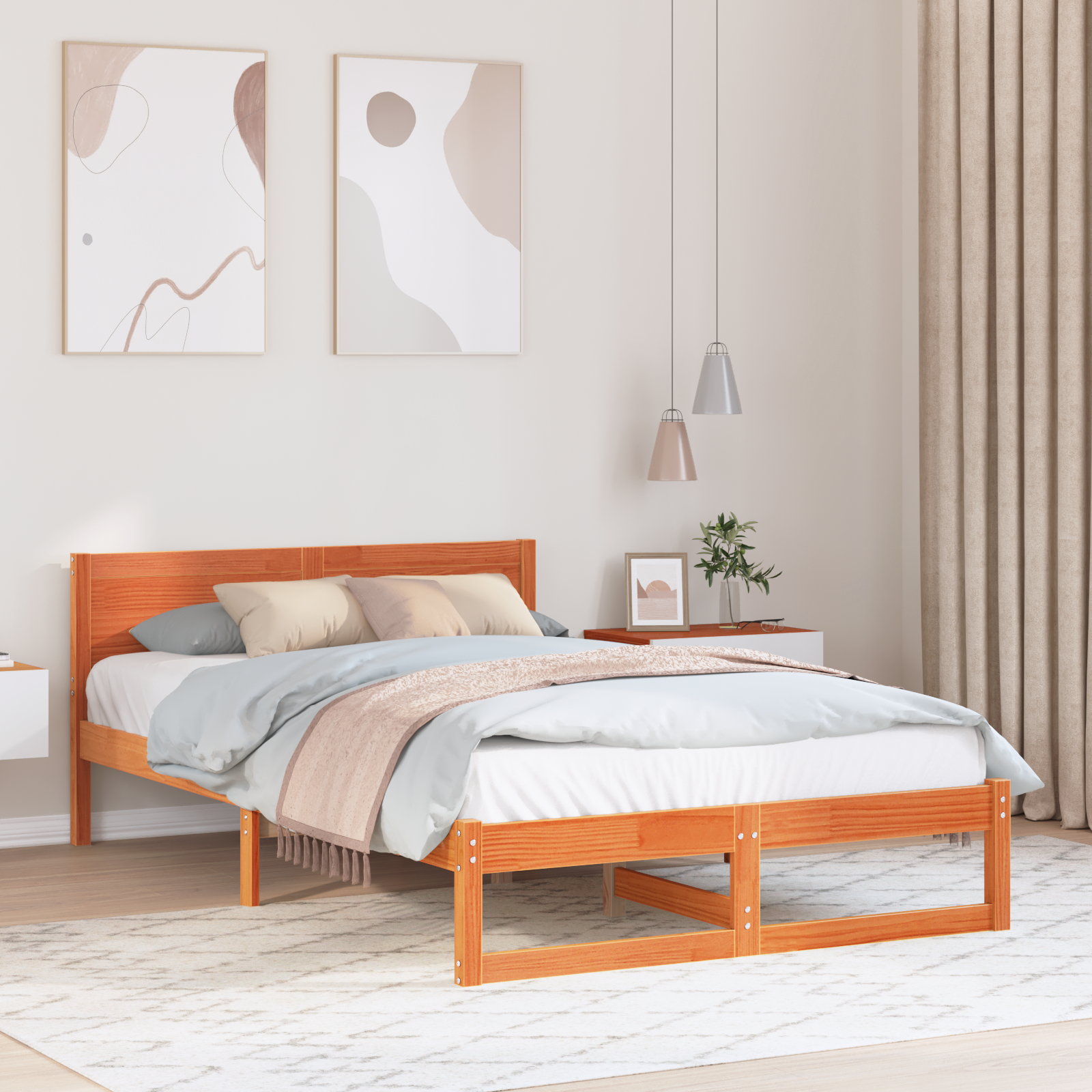 vidaXL Bettgestell Wachsbraun Massivholz 120 x 190 cm Bettgestell