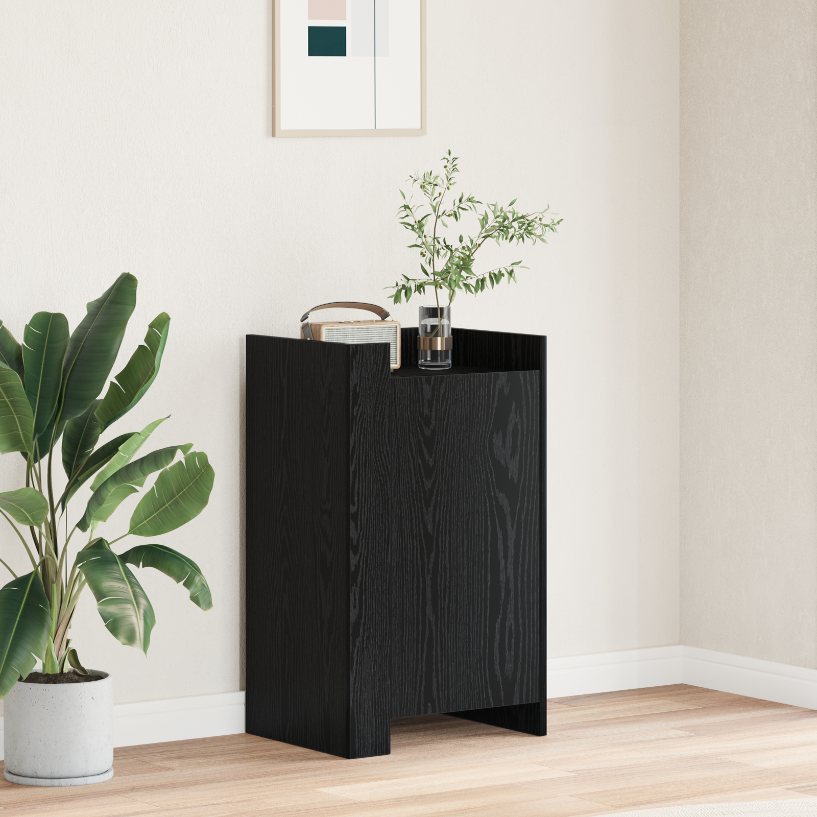vidaXL Dressoir Zwart eiken 45x35x75 cm Bewerkt hout