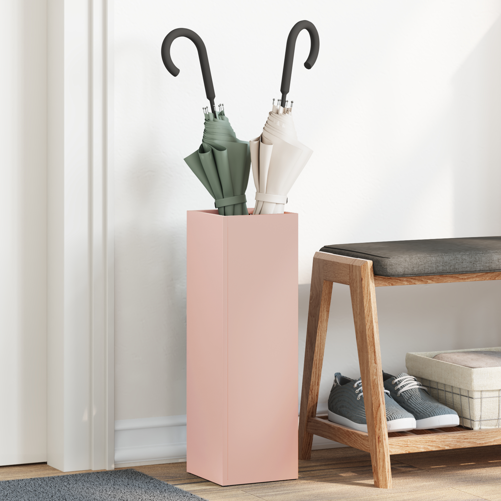 Paraplystativ Pink Metal Standard Paraplystativ Rektangulært