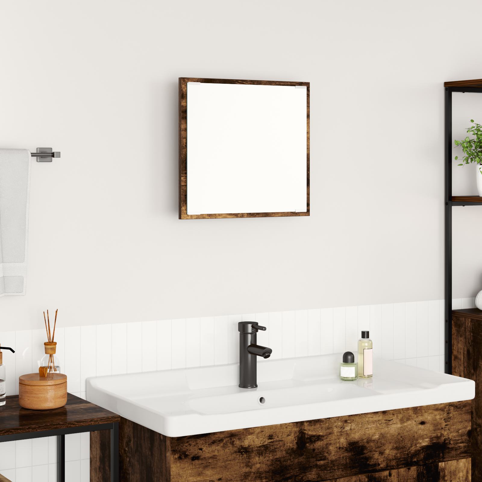 vidaXL LED Badspiegel Geräucherte Eiche 40x8.5x37 cm Holzwerkstoff