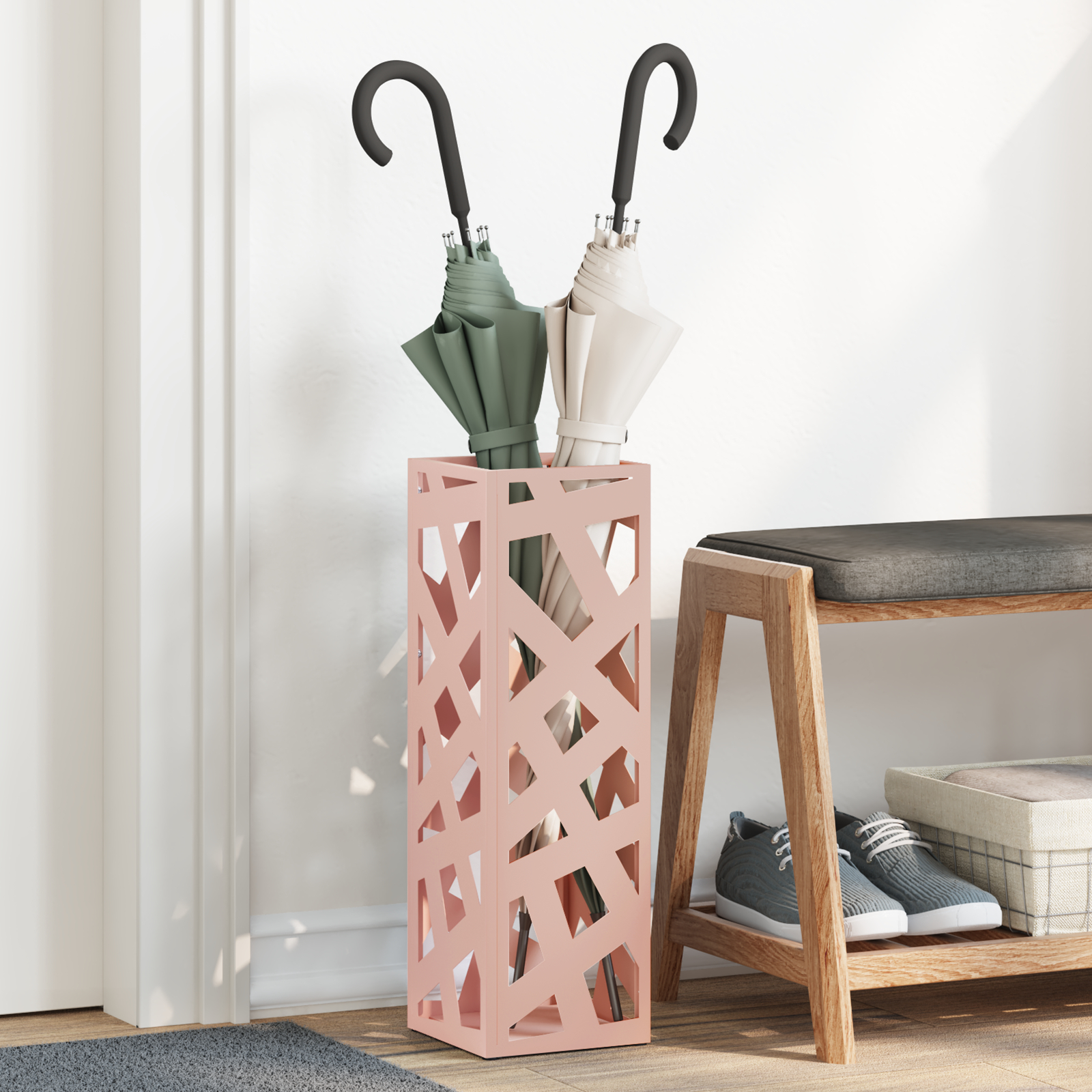 vidaXL Regenschirmständer Rosa Metall Mittel Dekorative Muster