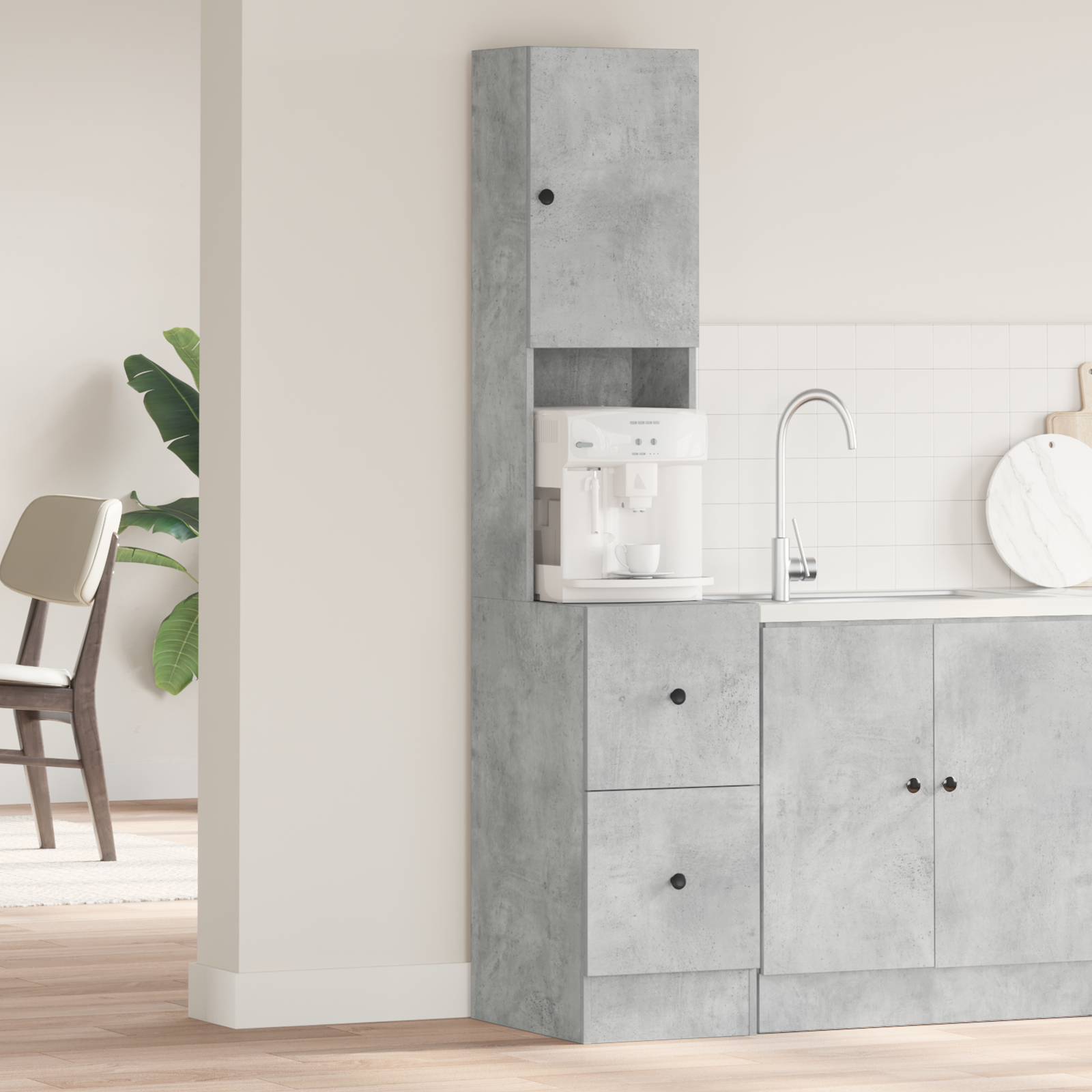 vidaXL Keuken Kast Betonnen Grijs 35x50x180 cm Engineering Hout