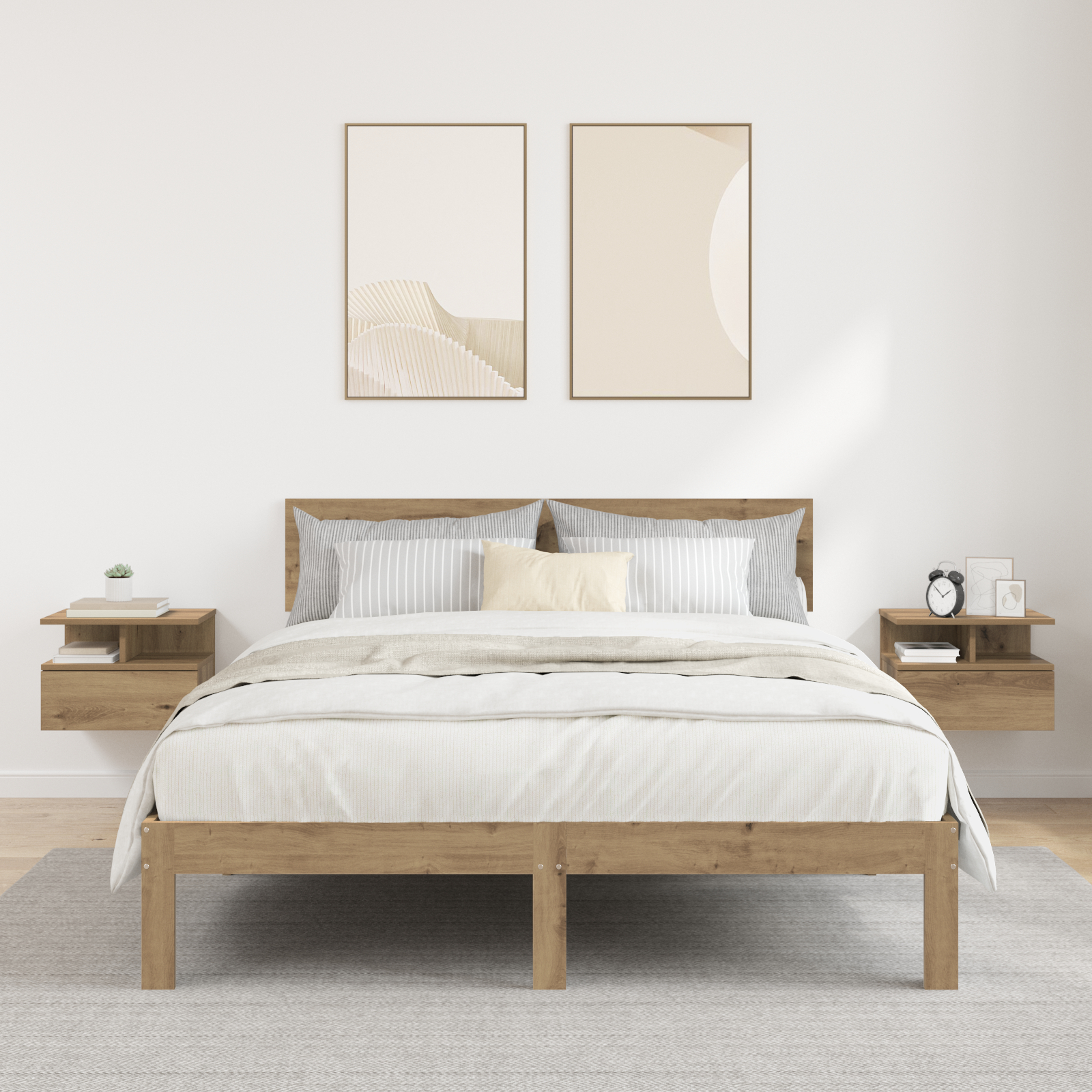 Schwebende Nachttische 2 Stück Artisan Eiche 40x31x27 cm Werkstoff Holz