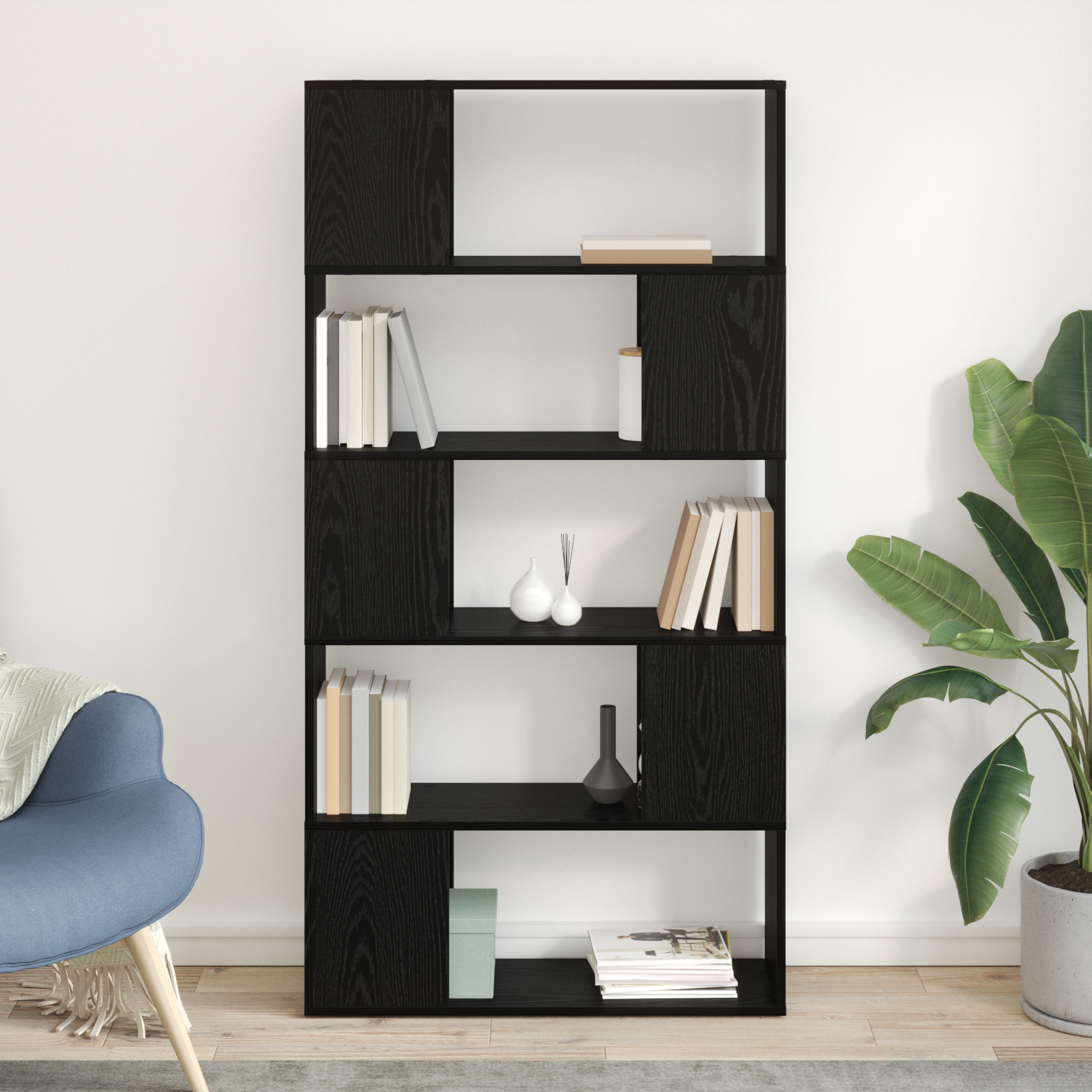 Regal Schwarze Eiche Holzwerkstoff Mittel Regal Rechteckig