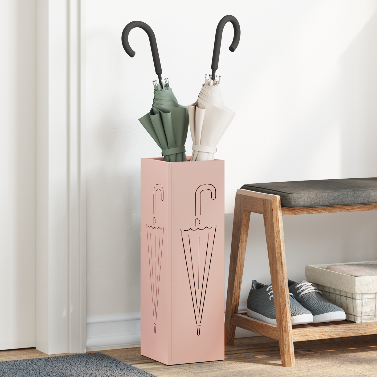 Paraplystativ Rosa Metal Medium Rektangulær Moderne