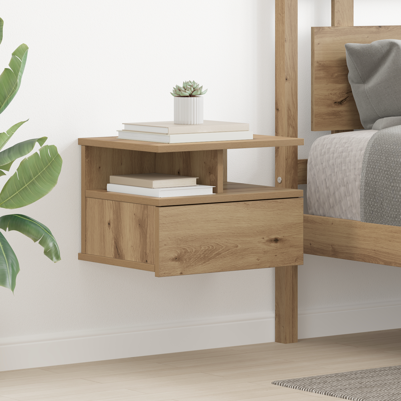 Schwebender Nachttisch Artisan Eiche 40x31x27 cm Holzwerkstoff