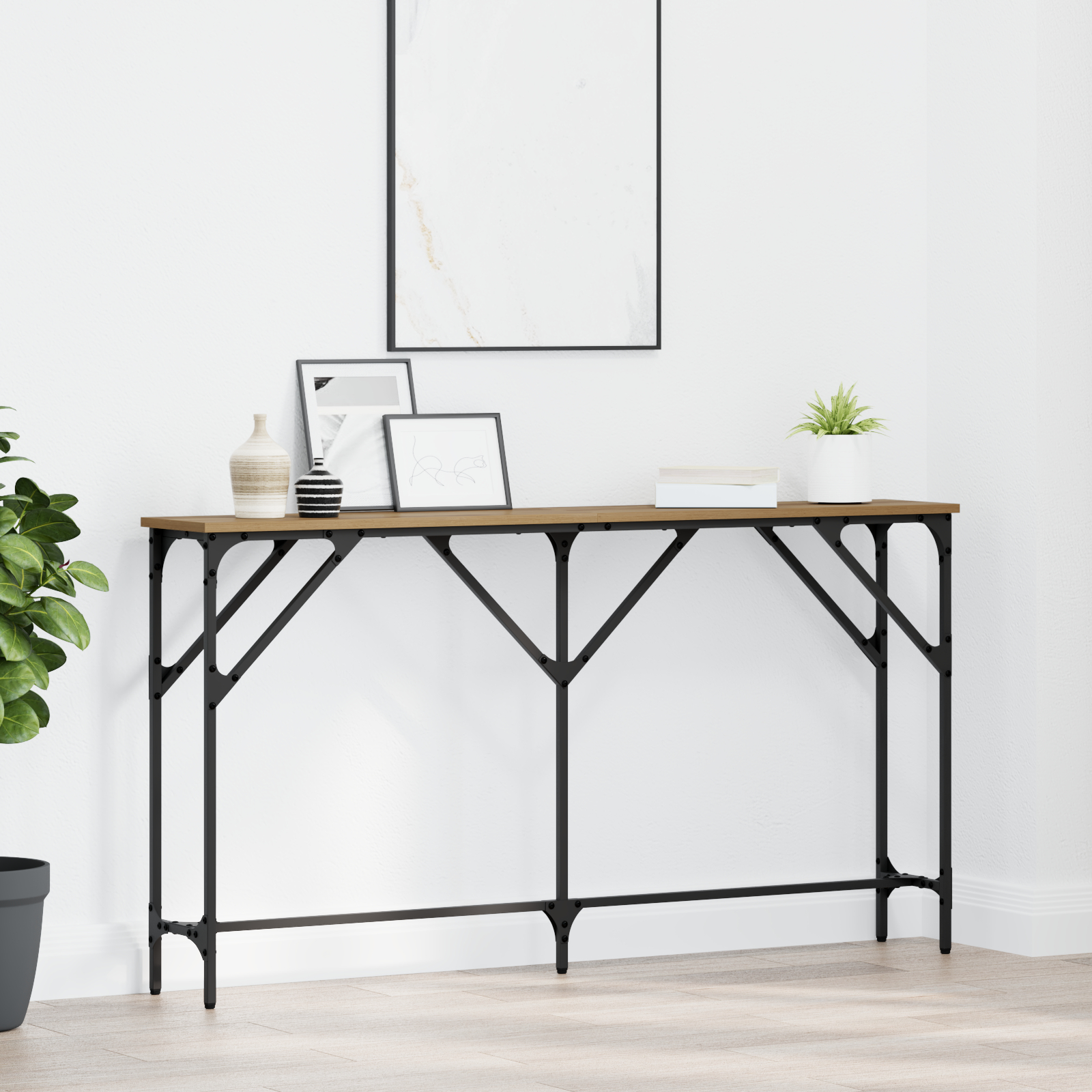 vidaXL Console Tafel Artisan Eiken 140x23x75 cm Bewerkt Hout