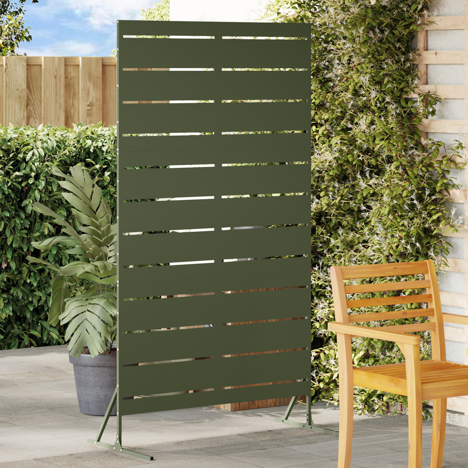 vidaXL Metallzaunpanel Olivgrün Pulverbeschichteter Stahl