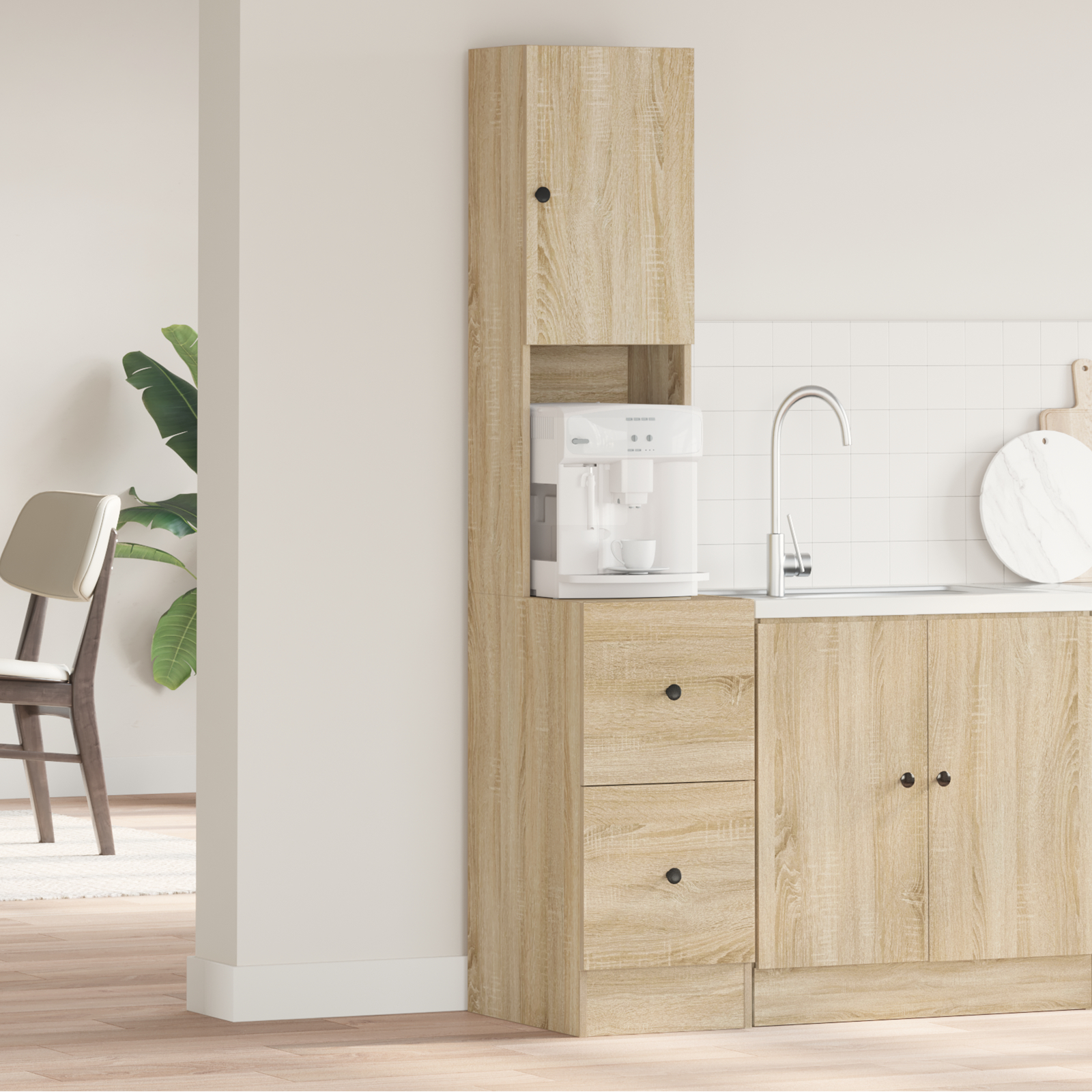vidaXL Keukenkast Sonoma Eiken 35x50x180 cm Geengineerd Hout