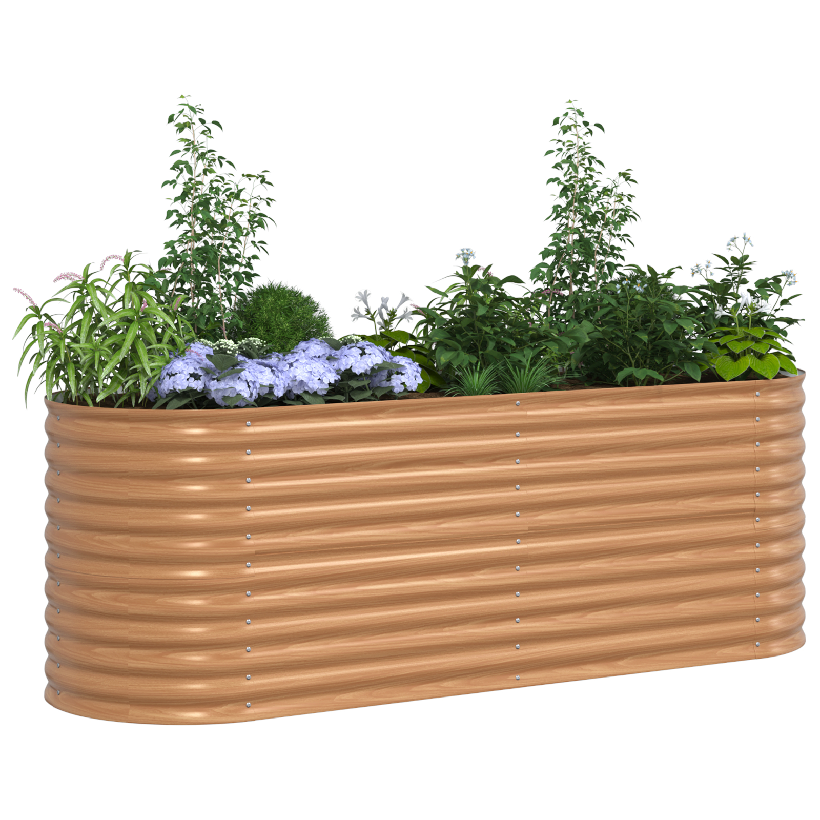 Thumbnail - vidaXL Braunes Hochbeet - Holzoptik 240x80x81 cm Stahl