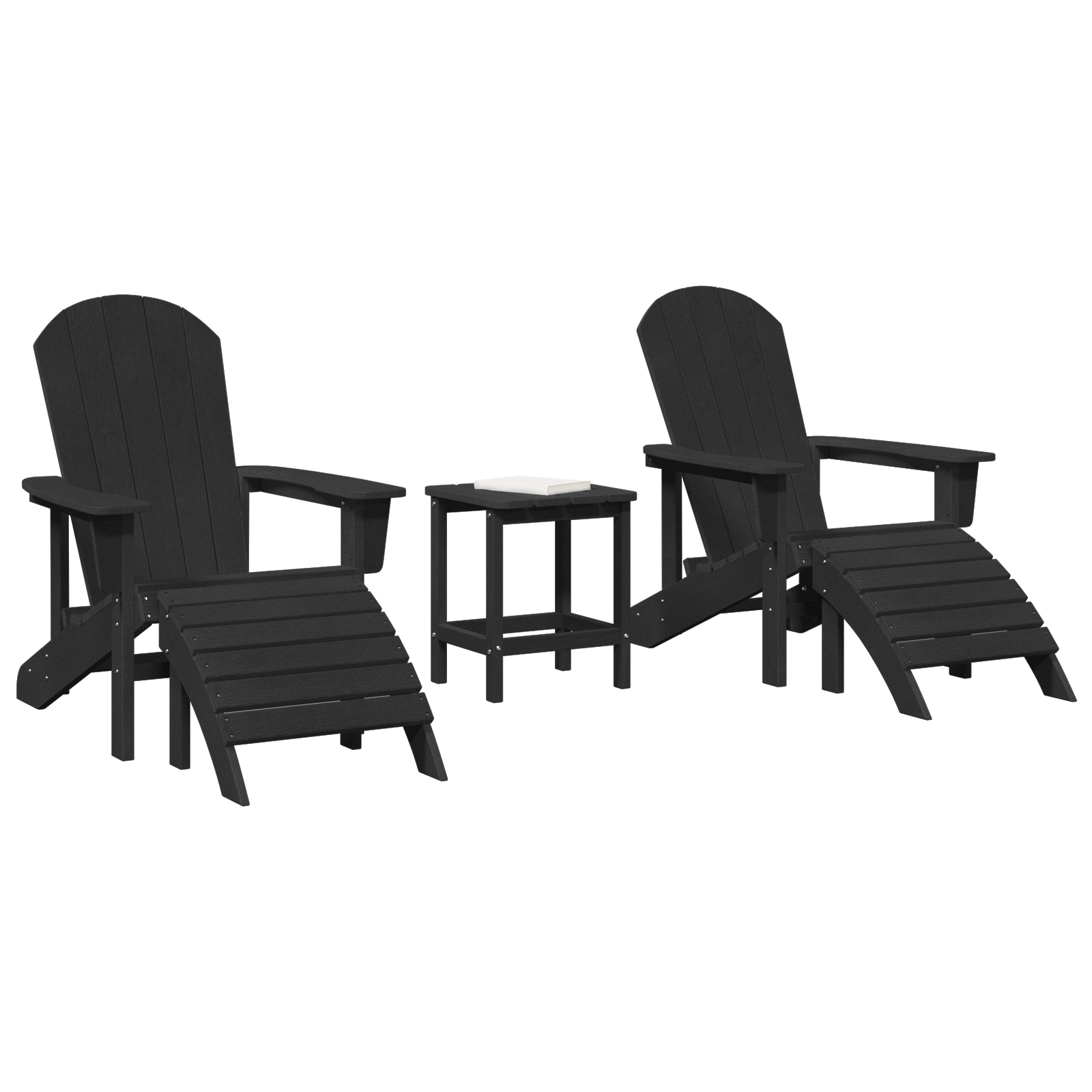 Thumbnail - vidaXL 3-teiliges Garten Lounge Set Schwarz HDPE, Adirondack Stuhl mit Fußstütze Schwarz HDPE, Adirondack Beistelltisc...