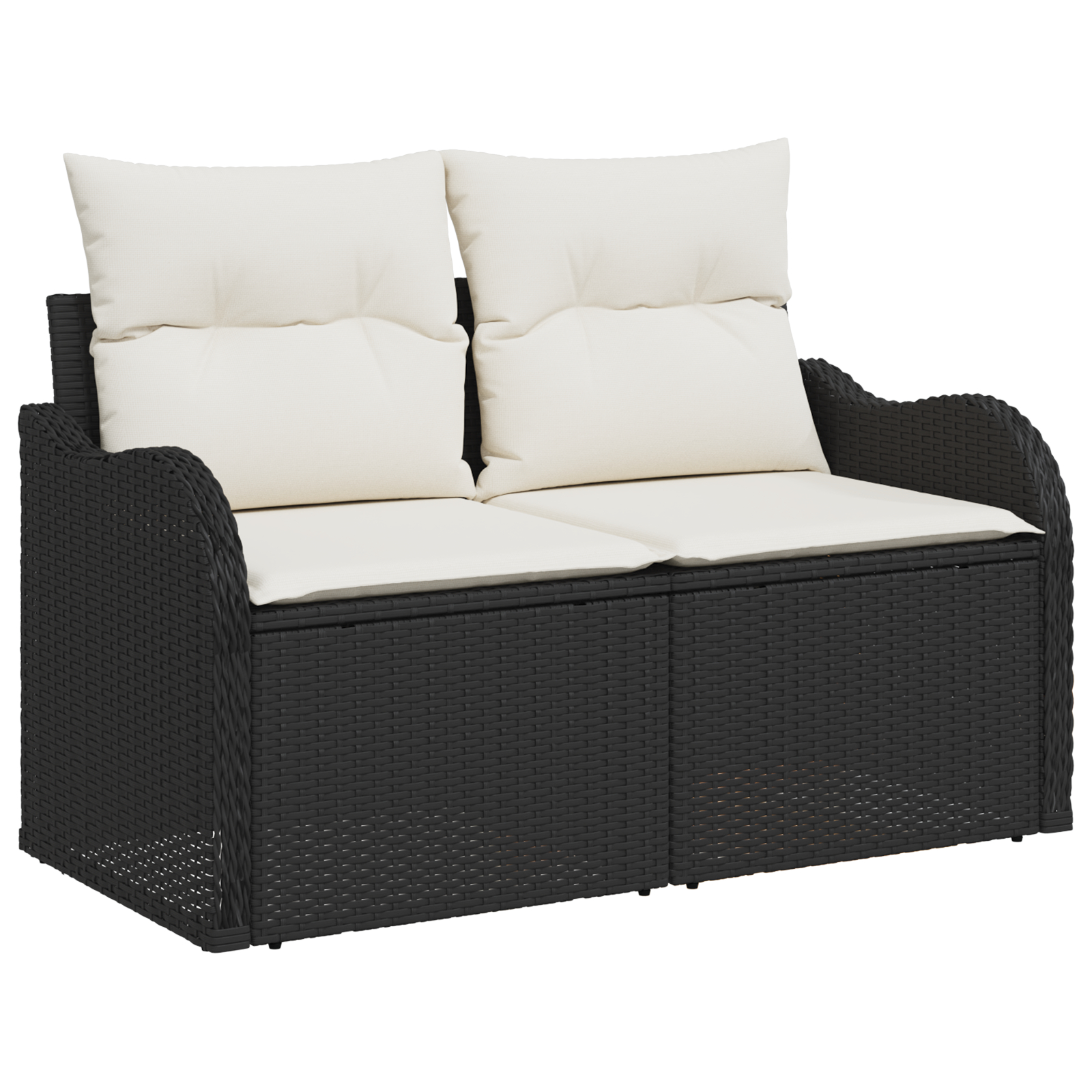 vidaXL 8-delni seta vrtne sofe z vzglavniki črna poli ratan, vidaXL 2-sedežna vrtna sofa z vzglavniki črna poli ratan - Image 5