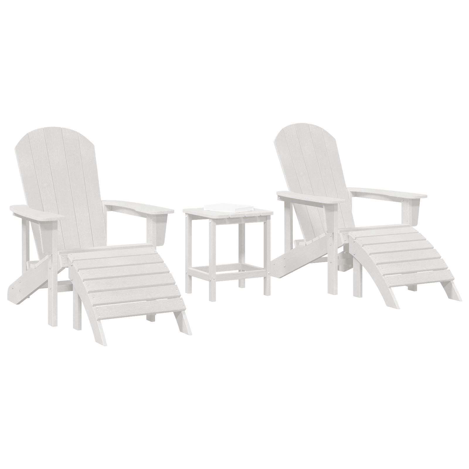 Thumbnail - vidaXL 3-teiliges Garten Lounge Set Weiß HDPE,  Adirondack-Stuhl mit Fußstütze Weiß HDPE,  Adirondack Beistelltisch Weiß...