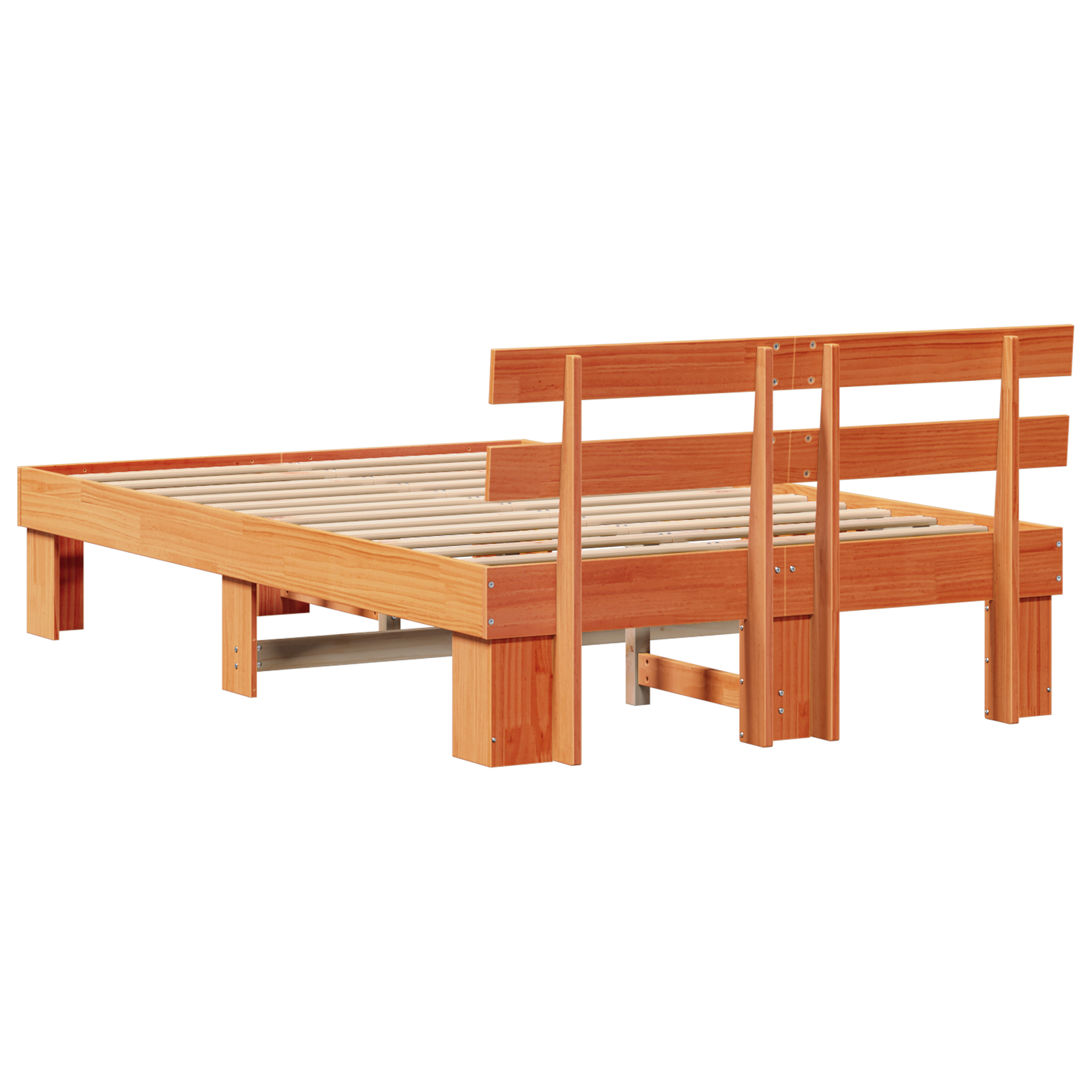 Cadru de Pat cu Tăblie Cerată Maro 120x190 cm Lemn Solid de Pin [8]
