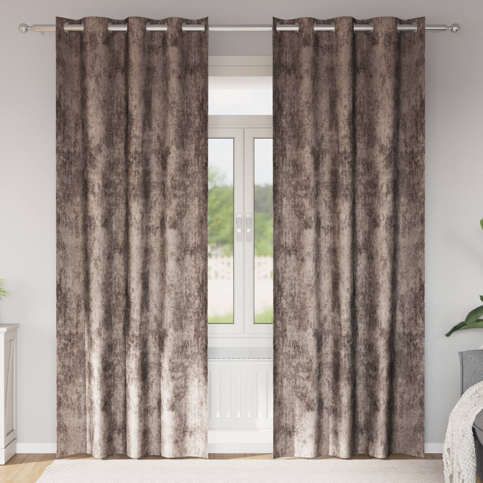 Velvet zavjese 2 kom s očima Cappuccino 225x140 cm