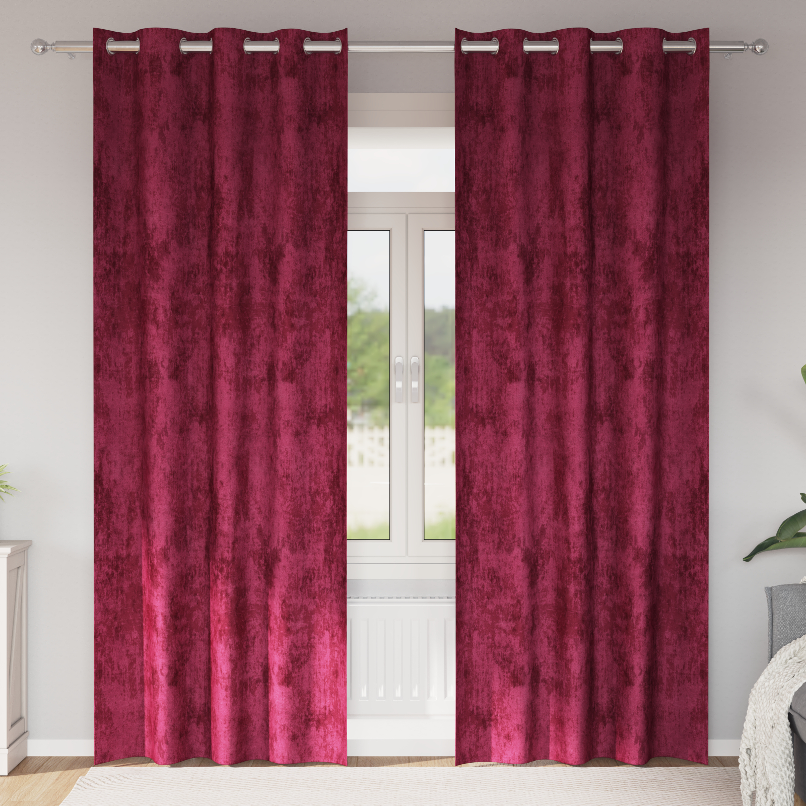 samose zavjese 2 kom s okovima bordo 245x140 cm