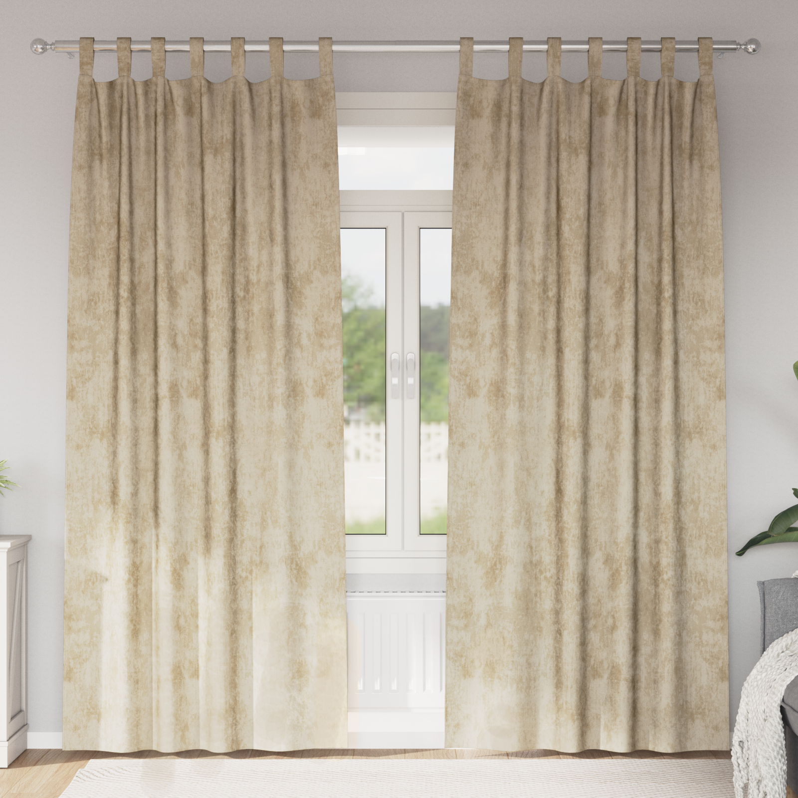 zavjese od baršuna 2 kom s ušicama Krem 260x140 cm