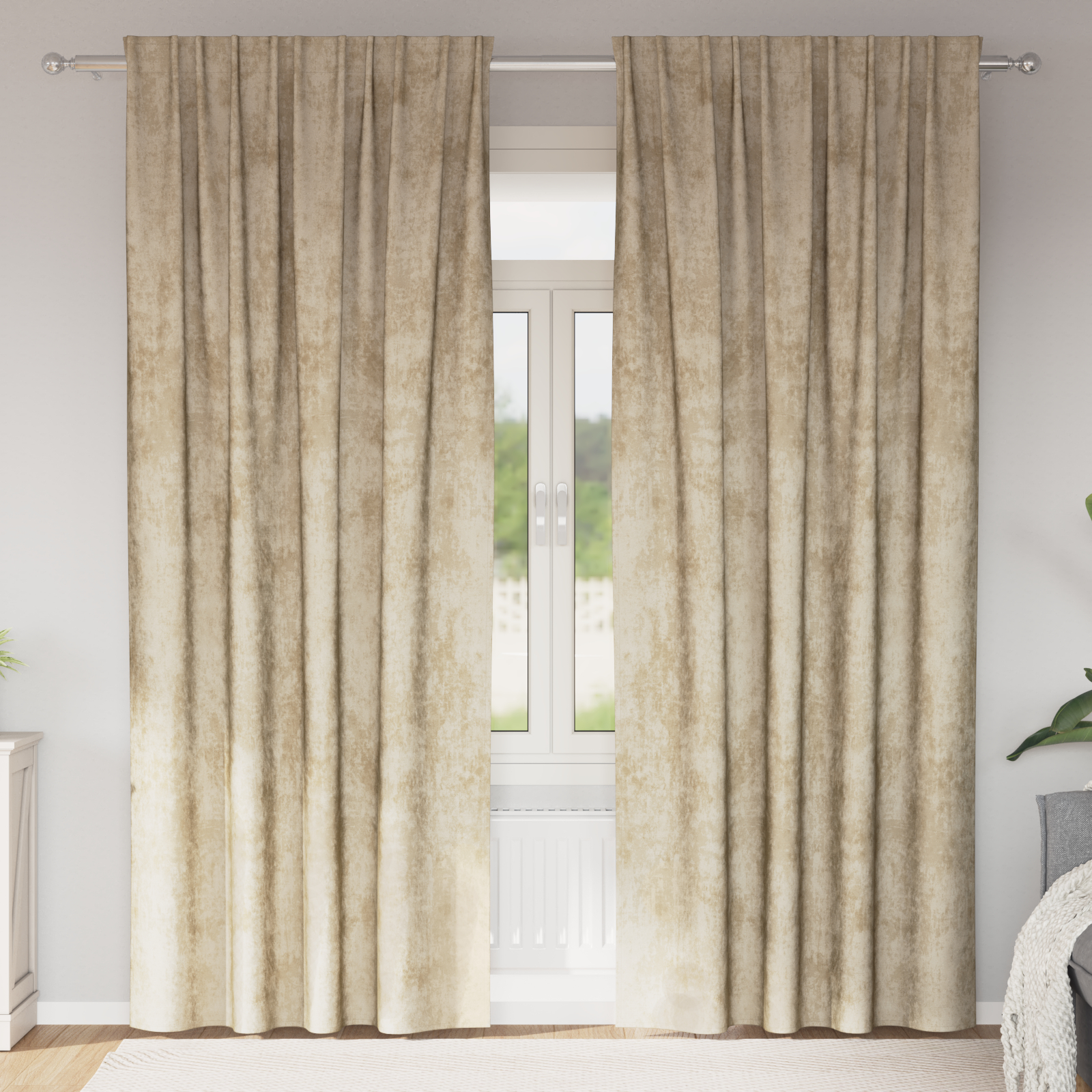 Sateen zavjese 2 kom sa šupljicama Krem 225x140 cm