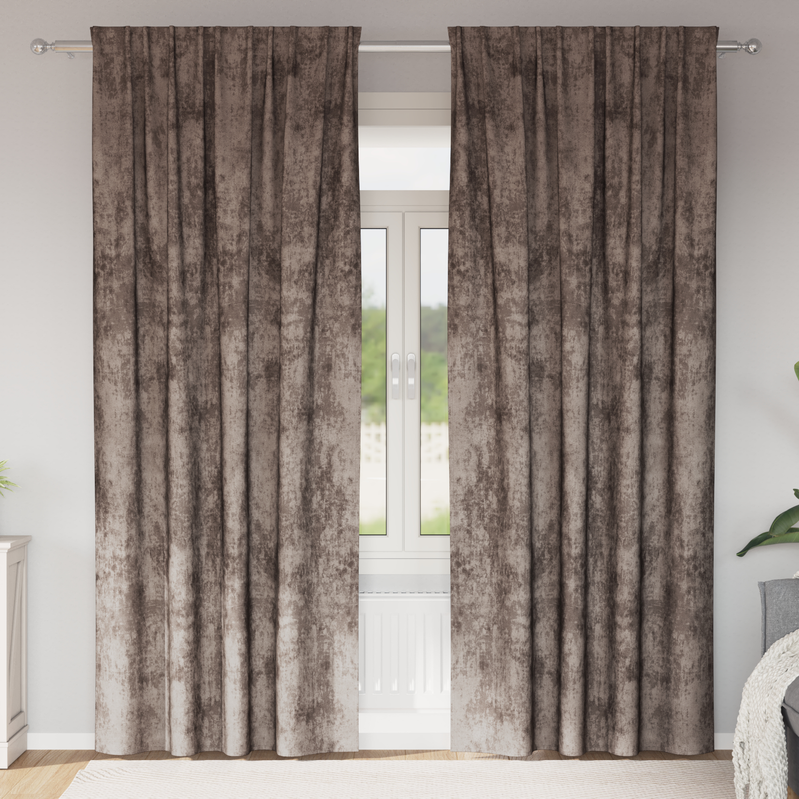 Zavjese od baršuna 2 kom s rupama cappuccino 225x140 cm