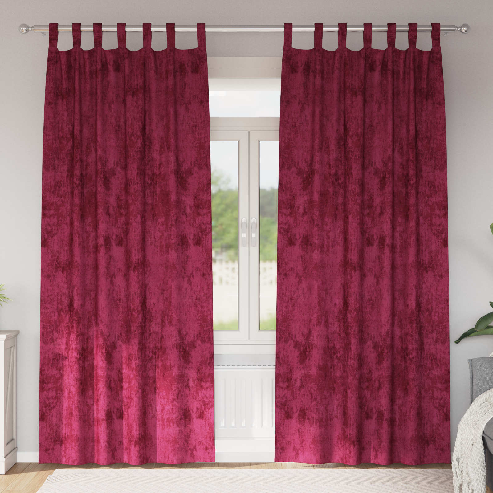zavjese od baršuna 2 kom s petljama bordo 260x140 cm