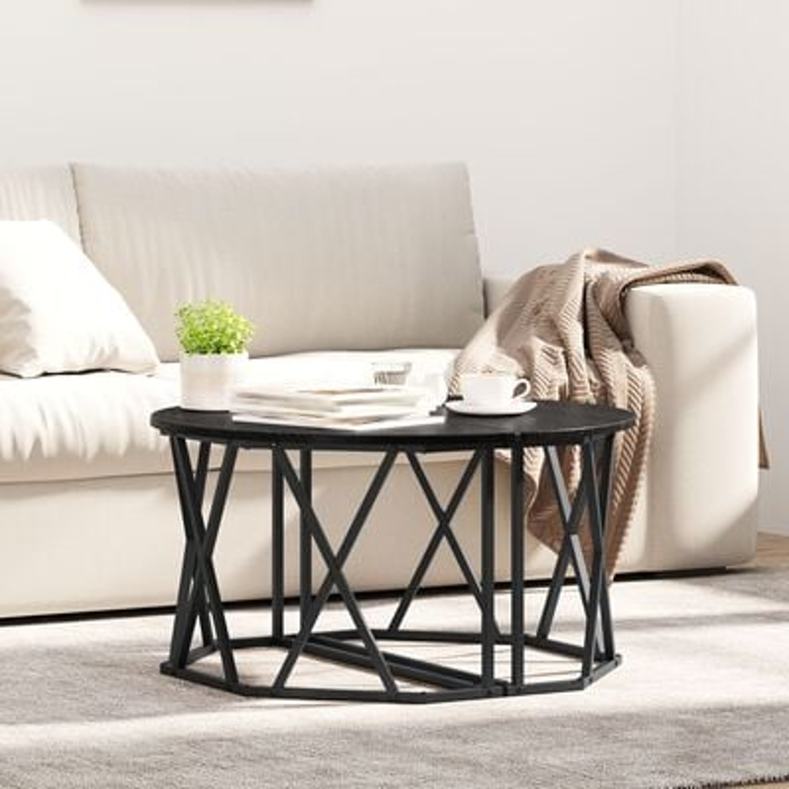 Stolić za kavu Crni Hrast 80x80x42 cm od Konstruiranog drveta - Slika 4