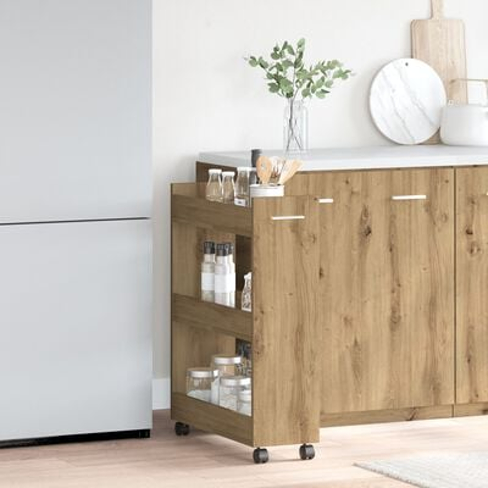 Rolling Cabinet Artisan Oak 60x22x79 cm Konstruirano drvo - Slika 4