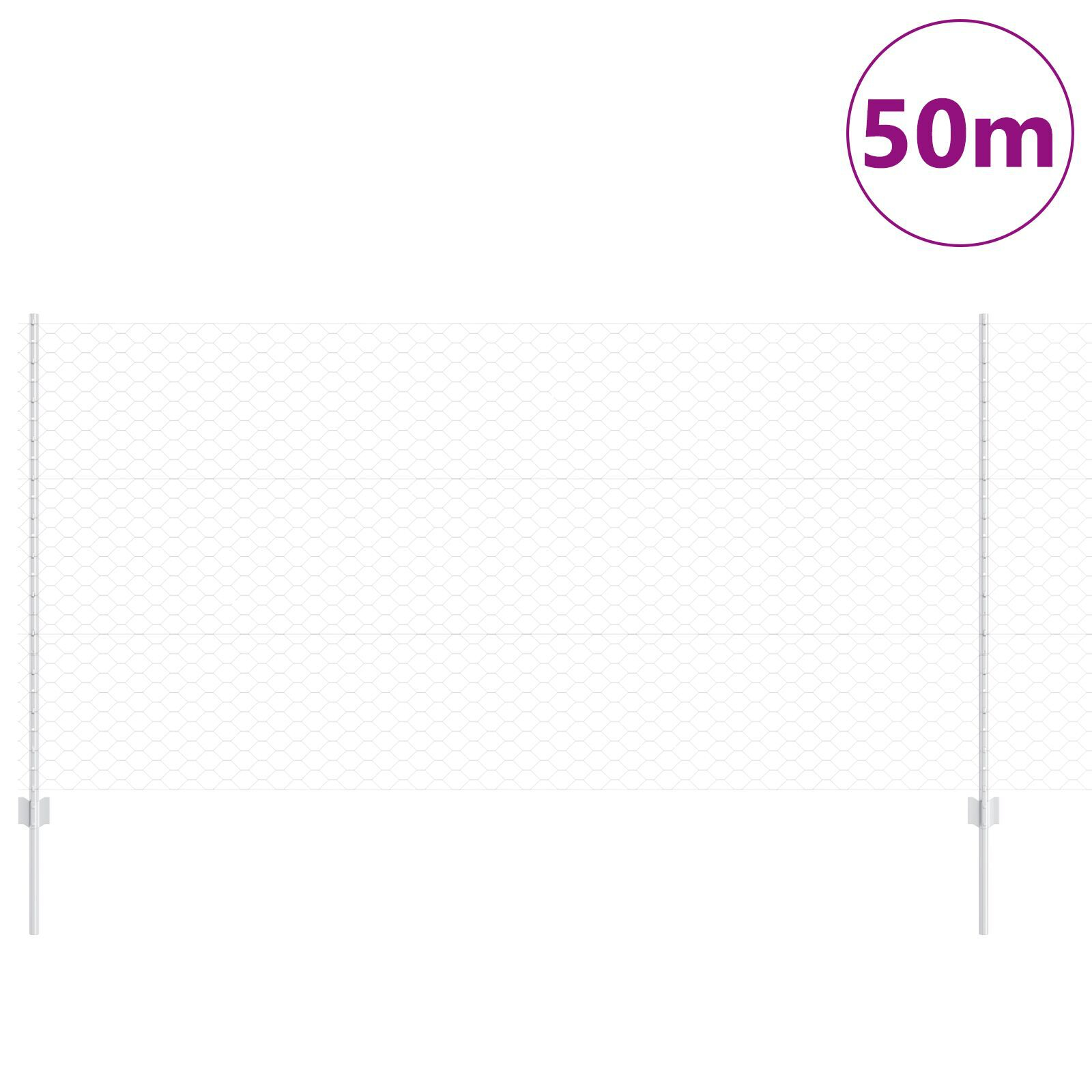 Thumbnail - vidaXL Zaunpfosten 22 Stk U-Kanal 120 cm feuerverzinkter Stahl, Sechseckzaun 1,2x50 m feuerverzinkter Stahl