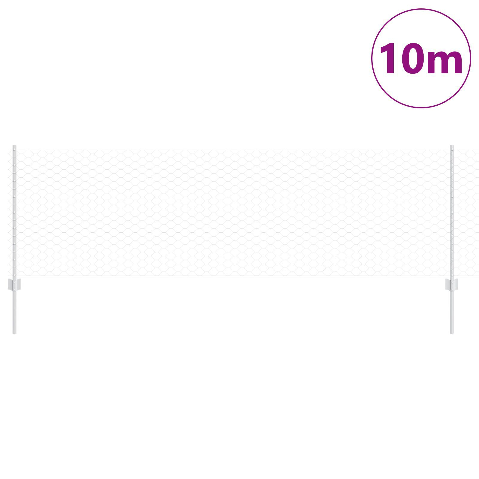 Thumbnail - vidaXL Zaunpfosten 5 Stück U-Kanal 80 cm aus verzinktem Stahl,  Hexagonzaun 0,8x10 m aus verzinktem Stahl