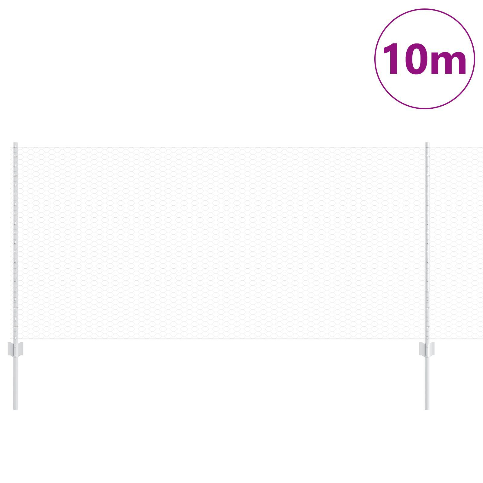 Thumbnail - vidaXL Zaunpfosten 10 Stück U-Profil 100 cm Verzinkter Stahl, Sechseckzaun 1x10 m Verzinkter Stahl