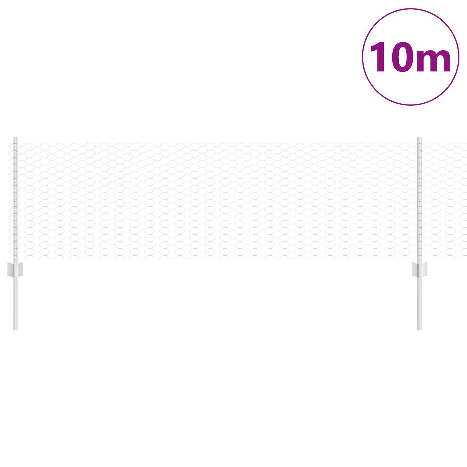 Thumbnail - vidaXL Zaunpfosten 5 Stk U-Channel 60 cm verzinkter Stahl, Sechseckzaun 0.6x10 m verzinkter Stahl