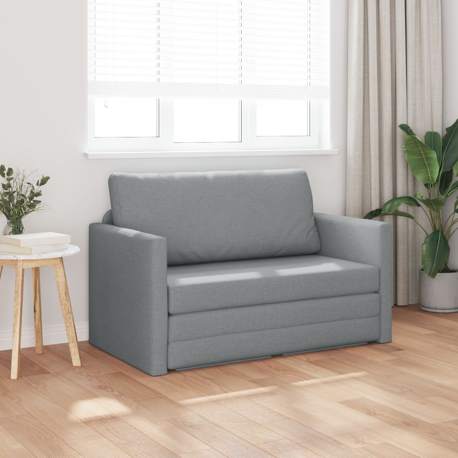 Thumbnail - vidaXL Boden Sofa Bett 2-in-1 Hellgrau 124x71x78 cm Stoff