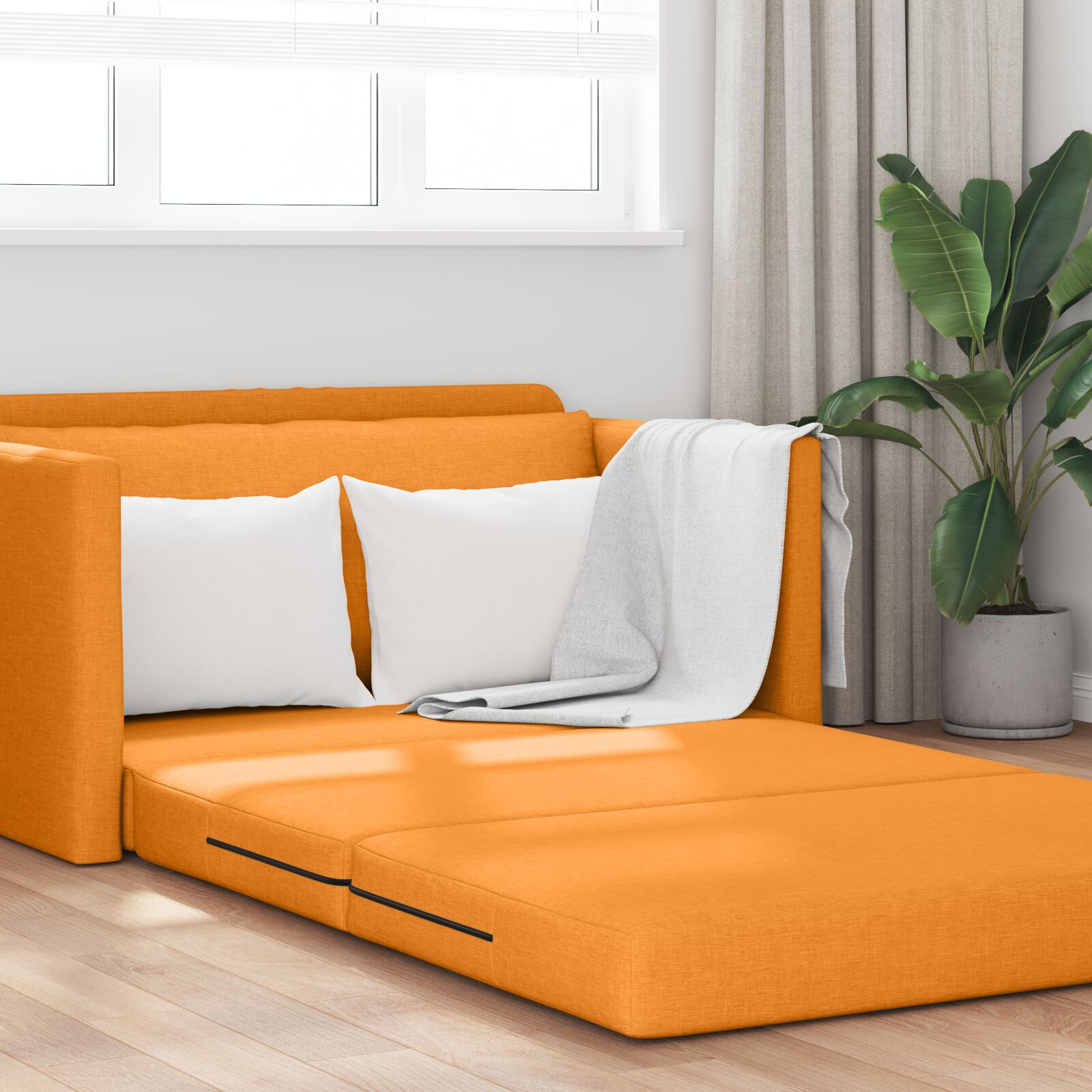 Thumbnail - vidaXL Boden-Sofa-Bett 2-in-1 Senfgelb 124x71x78 cm Stoff