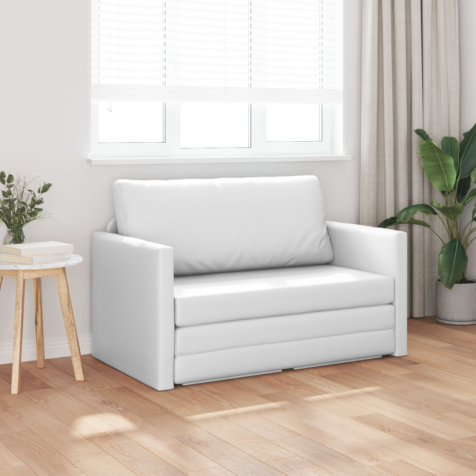 Thumbnail - vidaXL Boden-Sofa-Bett 2-in-1 Weiß 124x71x78 cm Kunstleder