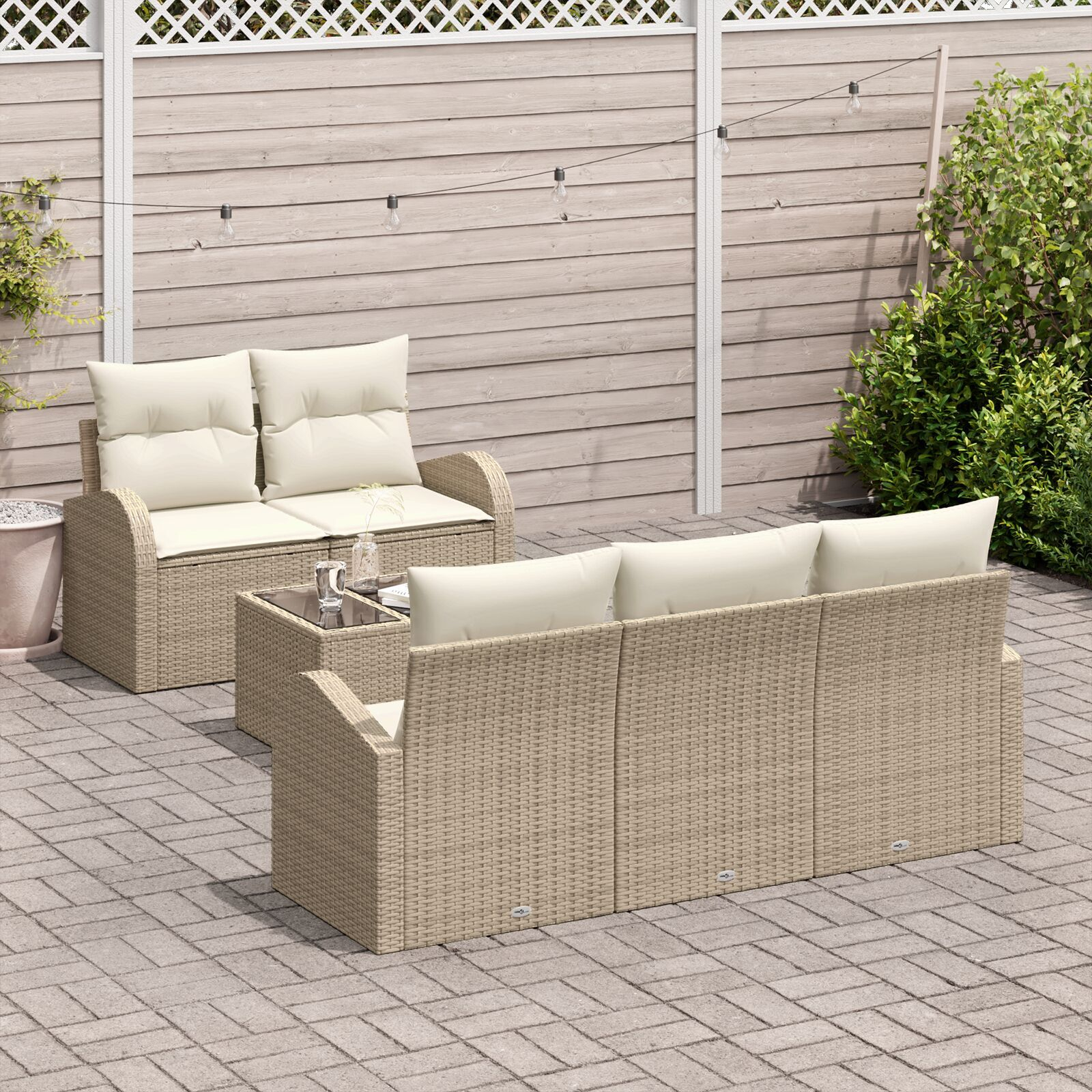 6-osaline aiadiivanikomplekt padjadega Beež Polürotang - Image 3
