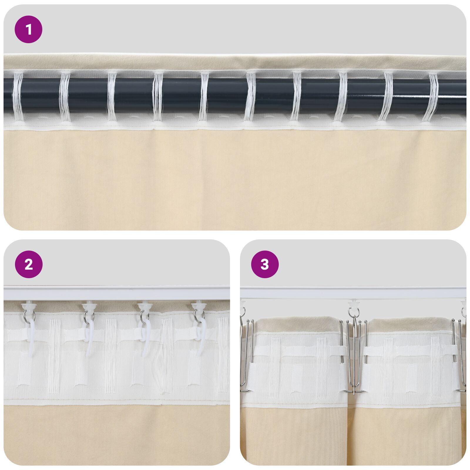 Mustad pimenduskardinad ülemise paelaga 2 tk Tumashall samet - Image 7
