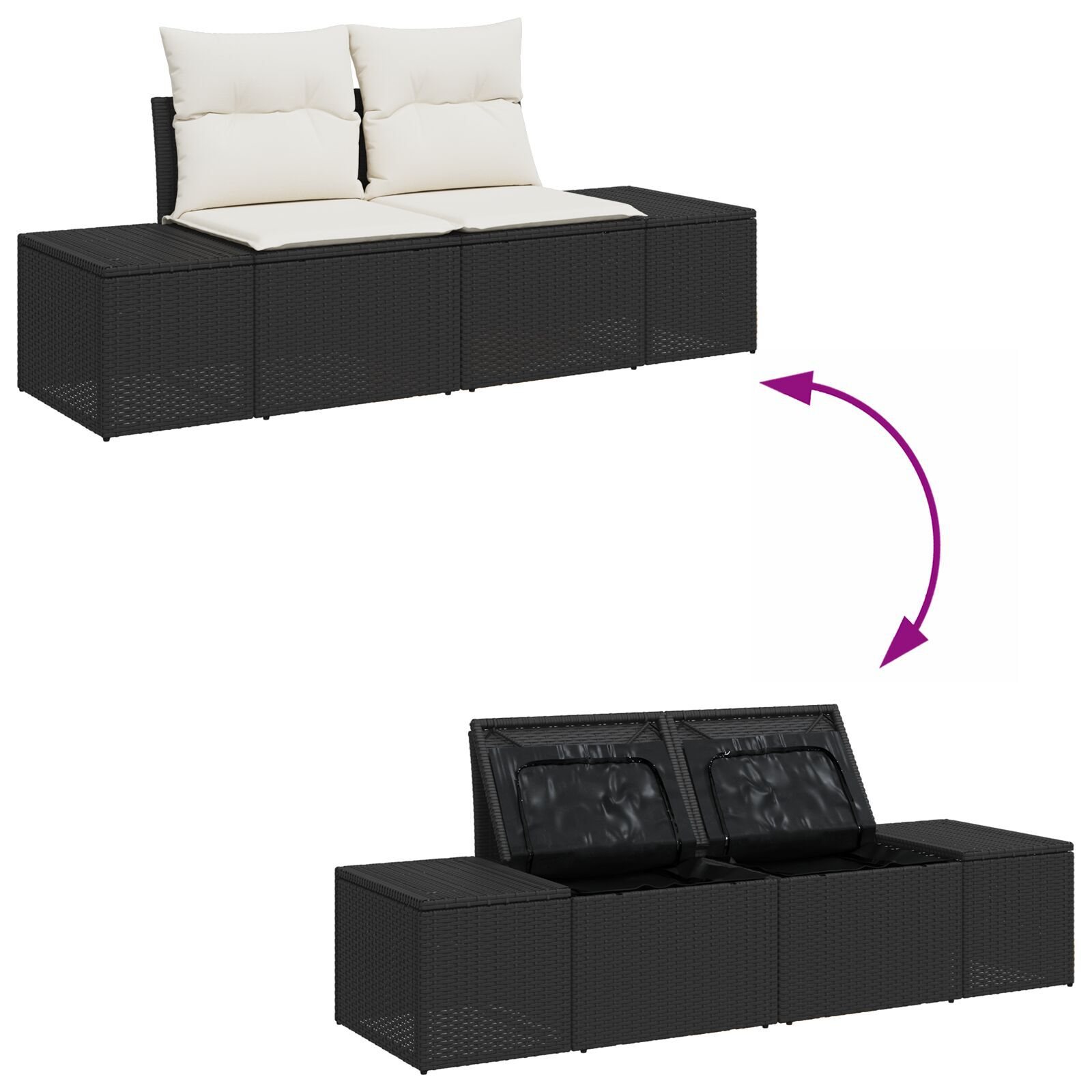 9-osaline Aiadiivanikomplekt koos padjadega Must Polü Rattan - Image 11