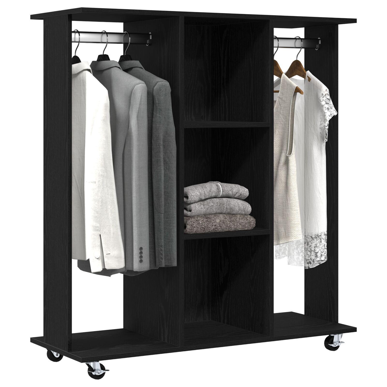 Dulap cu Roți Stejar Negru 102x38x110 cm Lemn Prelucrat [3]