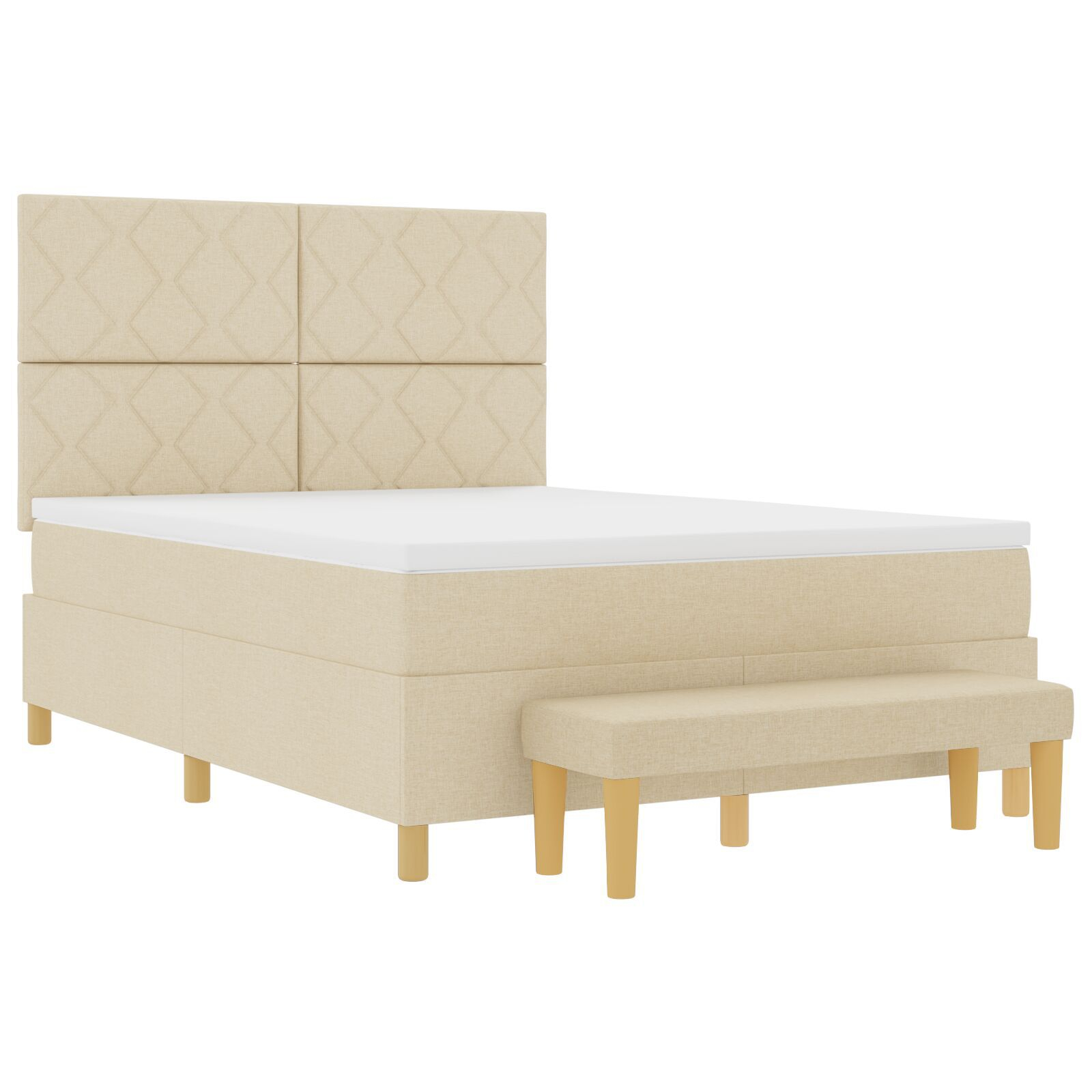 Thumbnail - vidaXL Boxspringbett mit Matratze und Bank Creme 140x200 cm Stoff