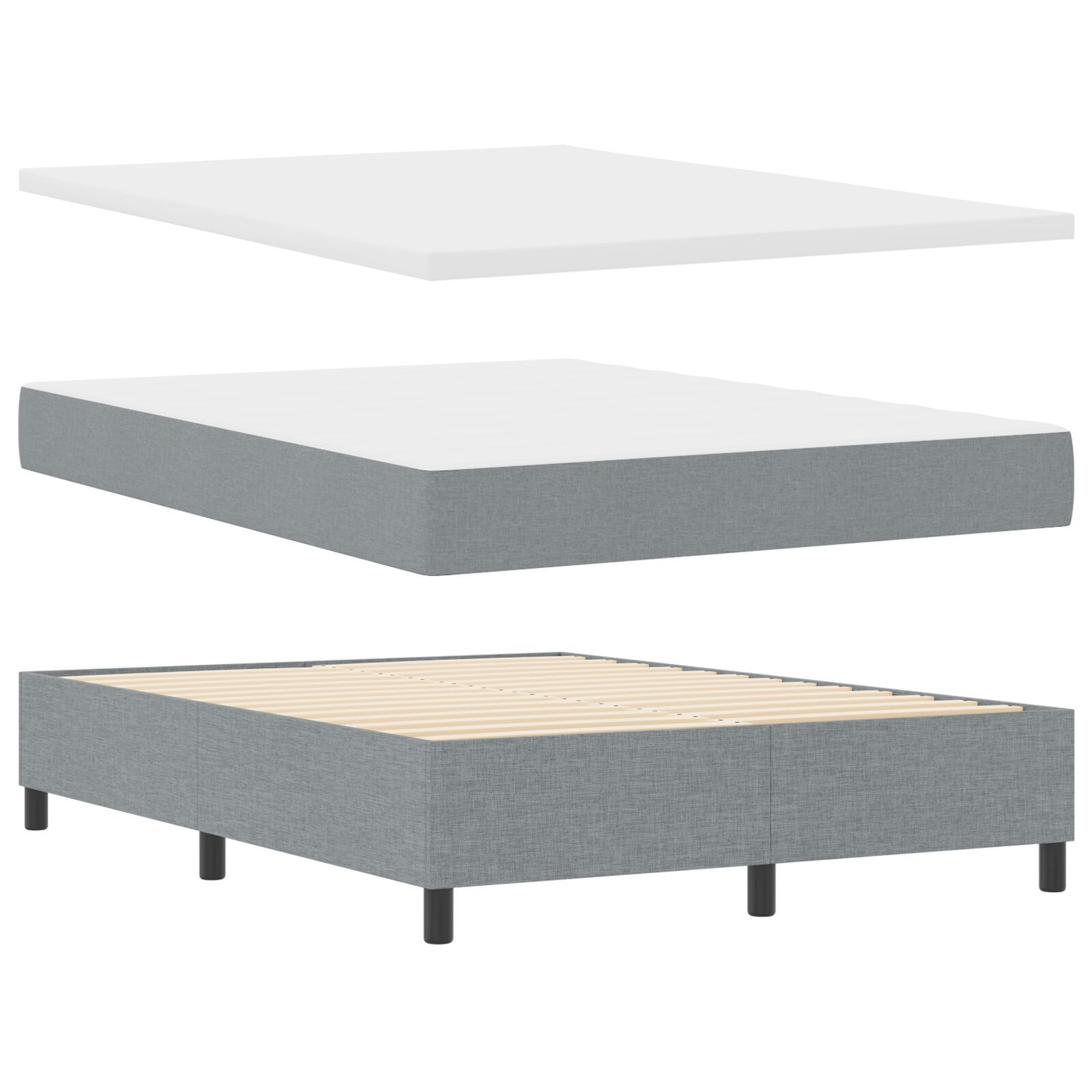 Thumbnail - vidaXL Boxspringbett mit Matratze & Bank Hellgrau 140x190 cm Stoff