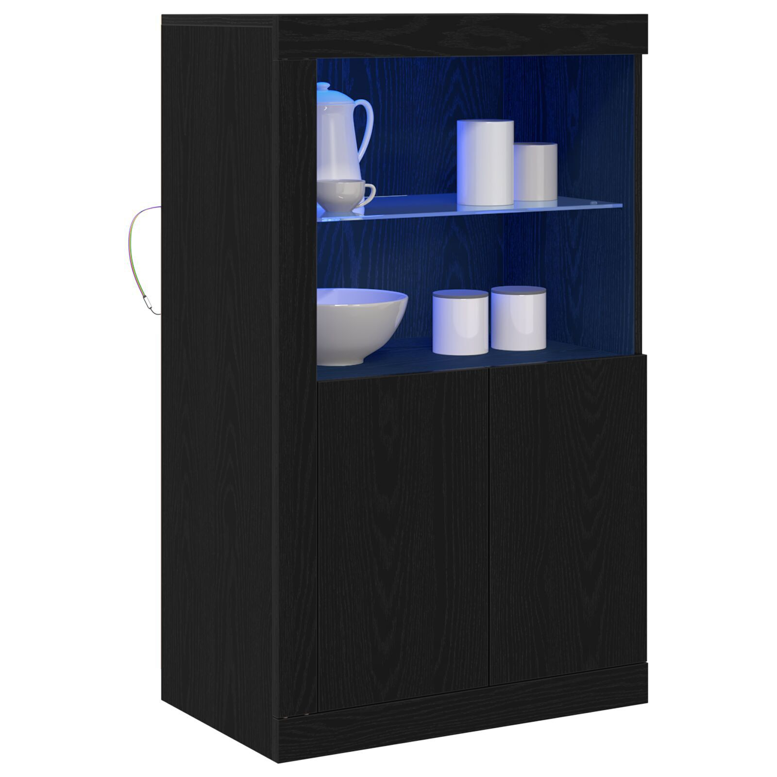 Sideboard mit LED-Lichtern Schwarz Eiche 60,5x37x100 cm – Bild 3