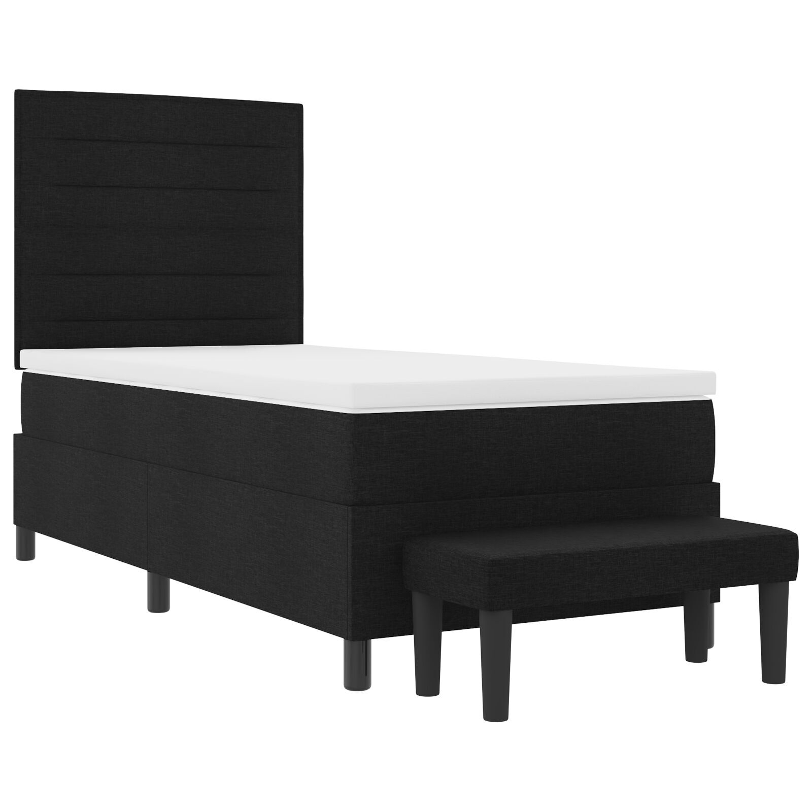 Box Spring voodi madratsi ja pingiga Must 100x200 cm Kangas - Image 3