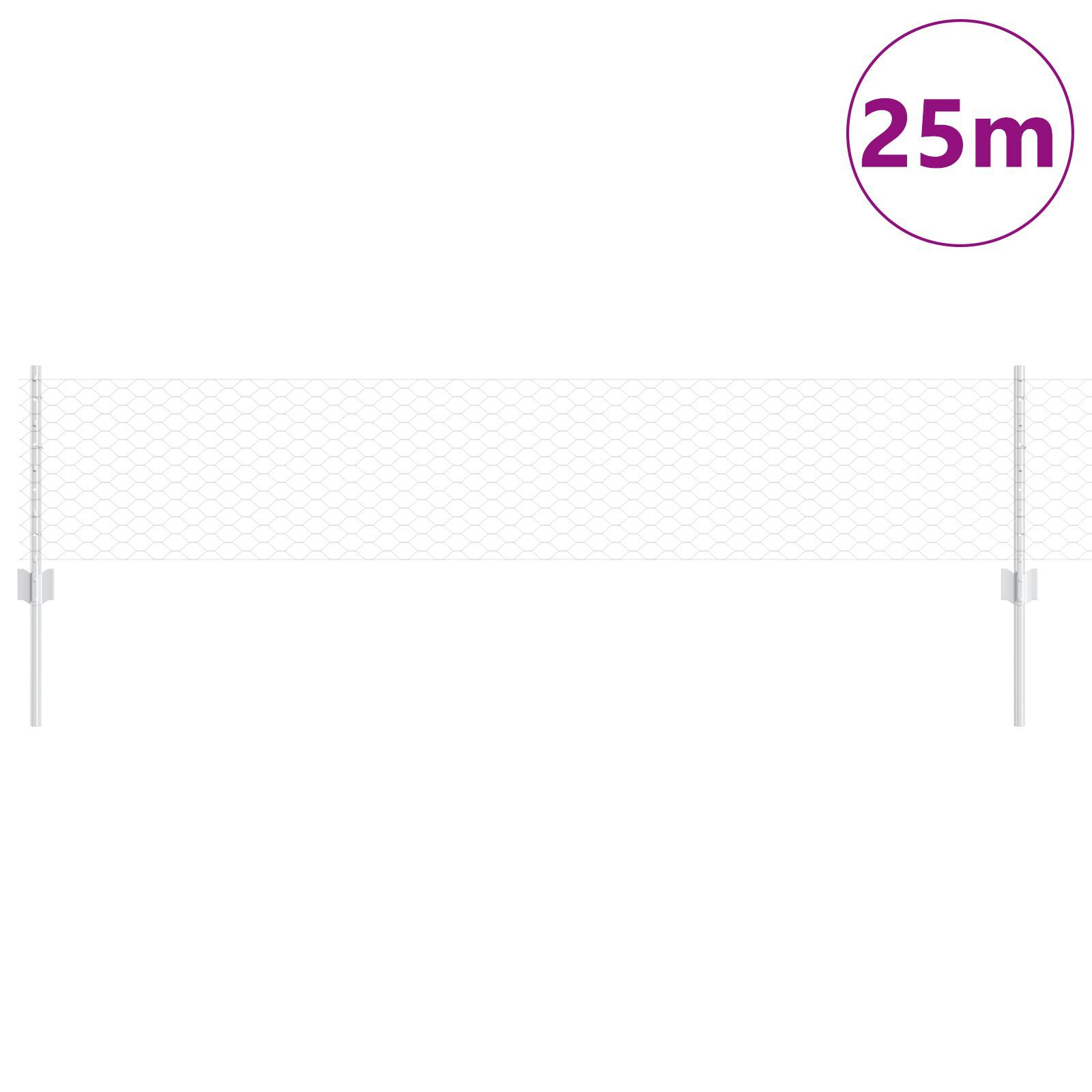 Thumbnail - vidaXL Zaunpfosten 11 Stück U-Profil 40 cm feuerverzinkter Stahl, Hexagonzaun 0,4x25 m feuerverzinkter Stahl
