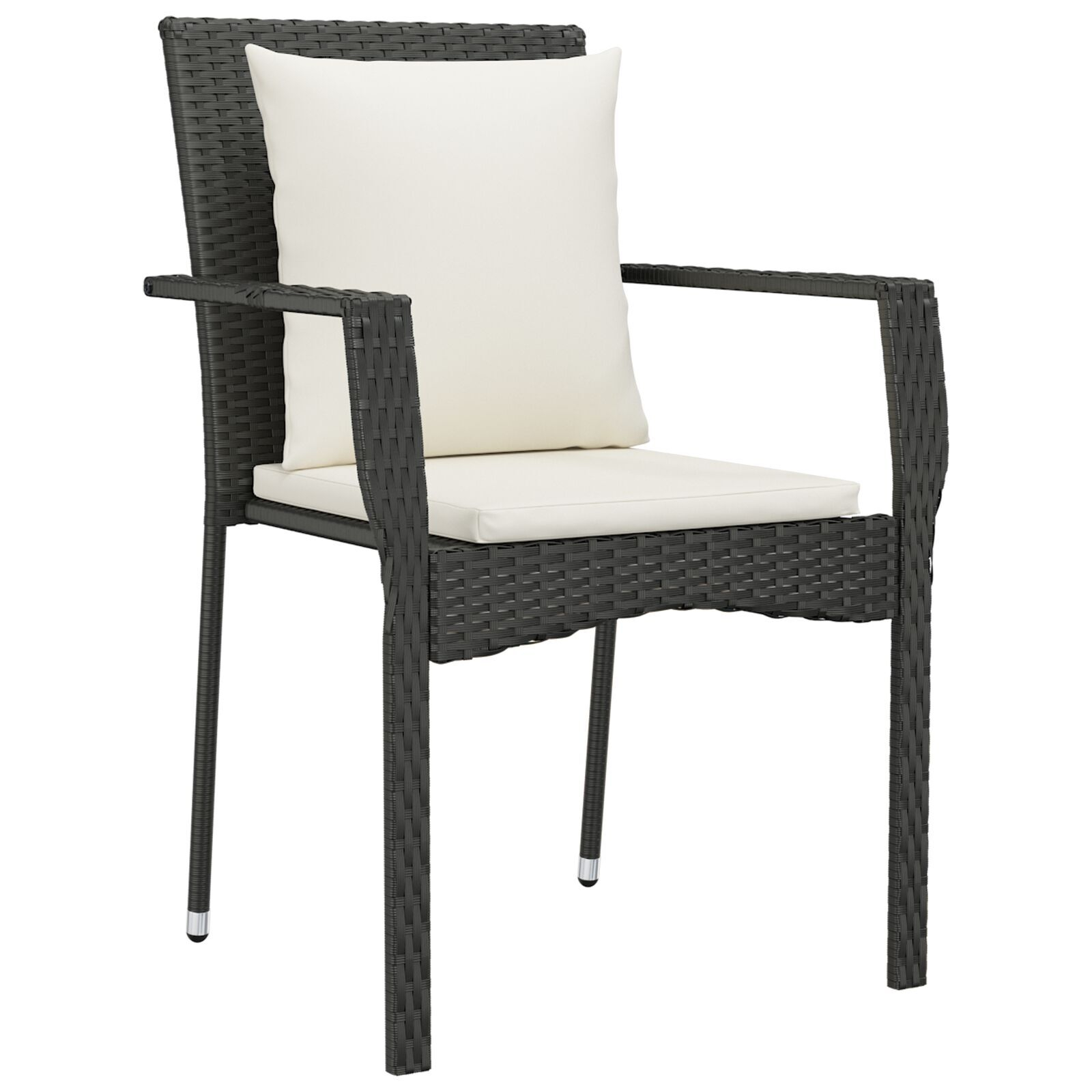 3-osaline aia söögikomplekt padjaga Must PE Rattan - Image 6